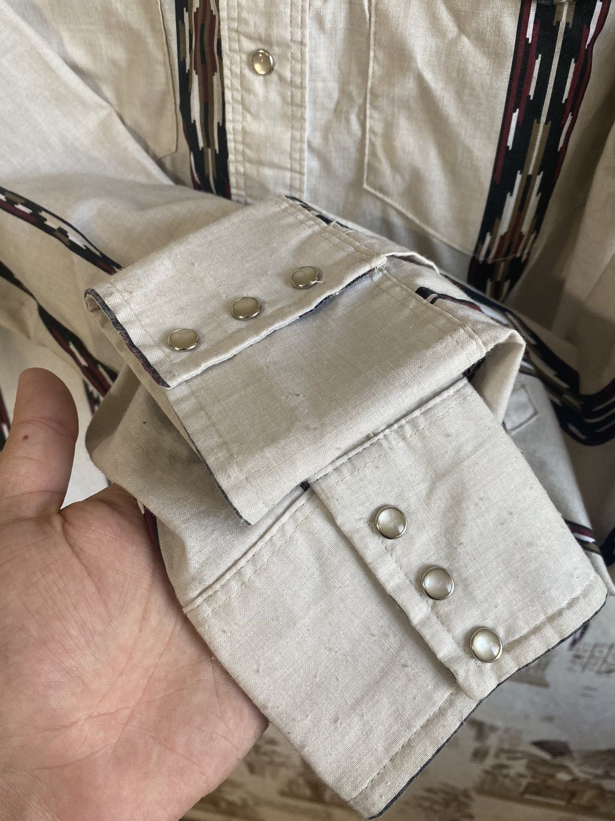 Vintage × Wrangler Vintage Wrangler Western Shirts Southwestern Aztec Striped Size US XL / EU 56 / 4 - 7 Thumbnail