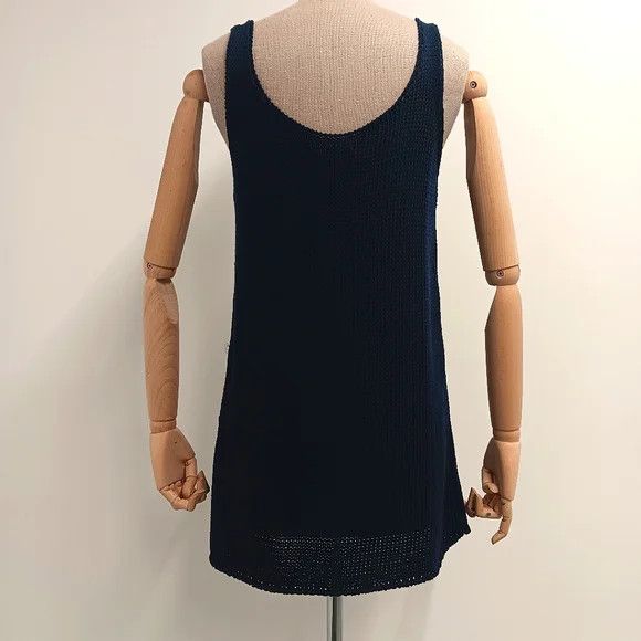 Lafayette 148 LAFAYETTE 148 Slub Blue Cotton Scoop Neck Knit Tank - Medium Size M / US 6-8 / IT 42-44 - 4 Thumbnail