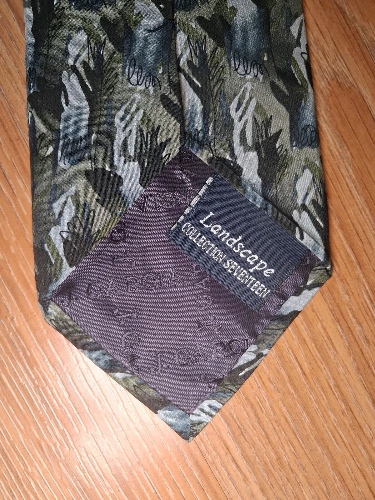 Other VINTAGE 1996 Jerry Garcia Silk Tie Green Gray Art Wide Size ONE SIZE - 5 Thumbnail