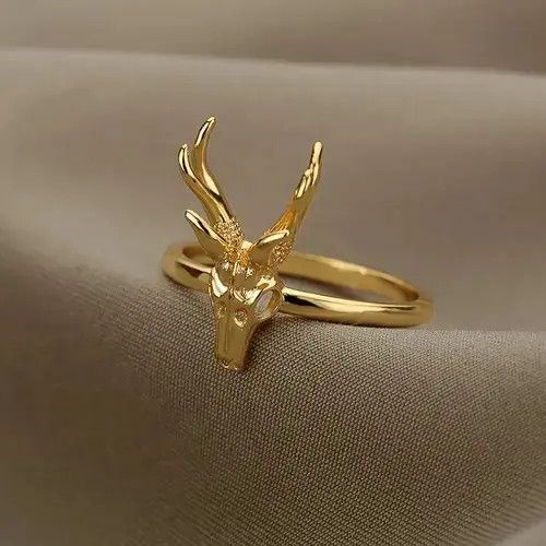Jewelry Animal Antelope Skull Ring Size ONE SIZE - 4 Thumbnail