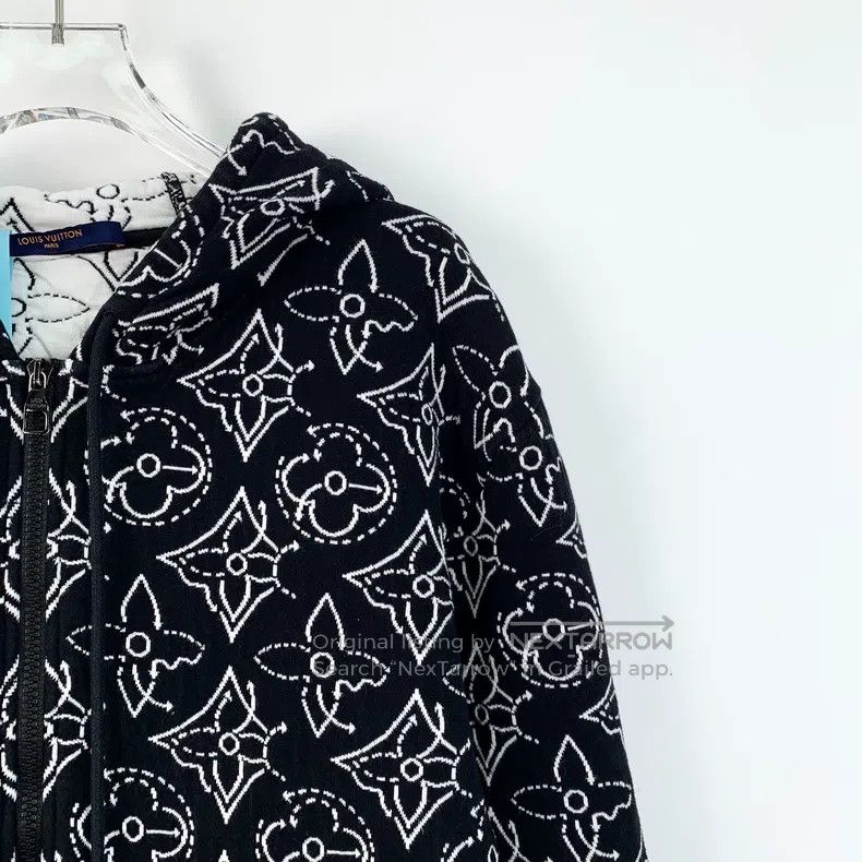 Louis Vuitton Louis Vuitton Black logo jacquard full print cotton hooded Size US L / EU 52-54 / 3 - 3 Thumbnail