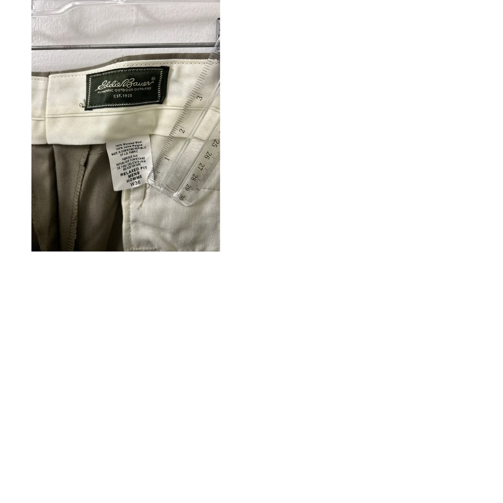 Eddie Bauer Eddie Bauer Dress Pants Mens 36x35 Tan 100% Wool Pleated Trousers NWT Mid Rise Relaxed Fit Button Zipper Workwear Business Pants Womens? Size US 36 / EU 52 - 9 Thumbnail