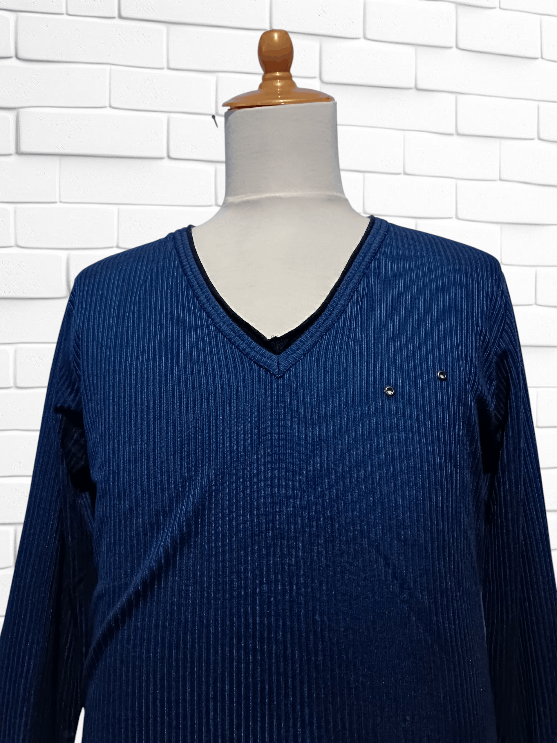 semanticdesign Sematic Design V-Neck Blue Metalic Long Sleeve T-shirt Size US M / EU 48-50 / 2 - 2 Thumbnail