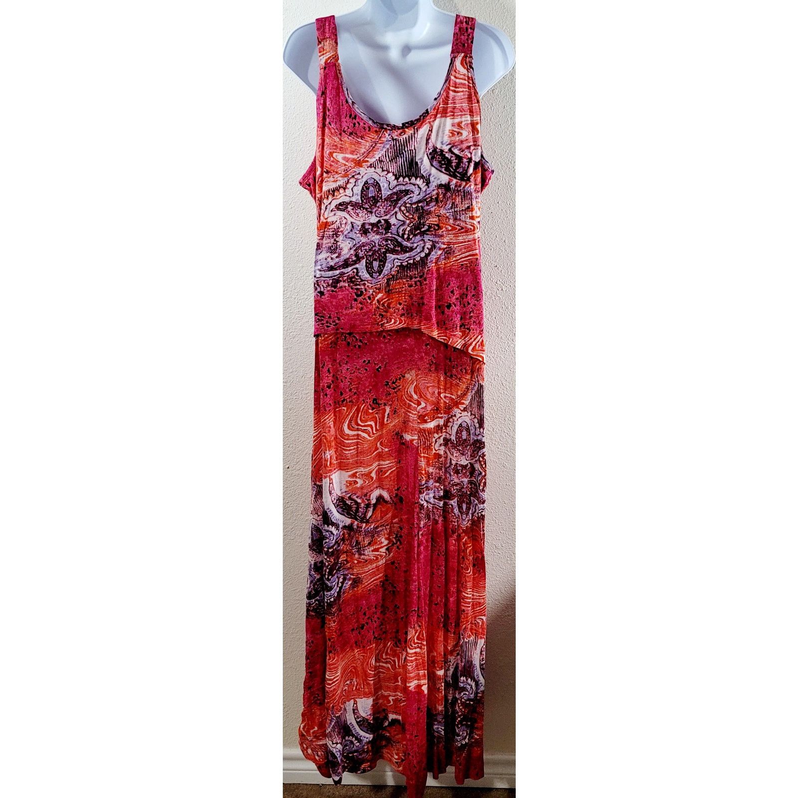 Other Chadwicks of Boston Pink Orange Abstract A Line Maxi Dress M Size M / US 6-8 / IT 42-44 - 2 Thumbnail