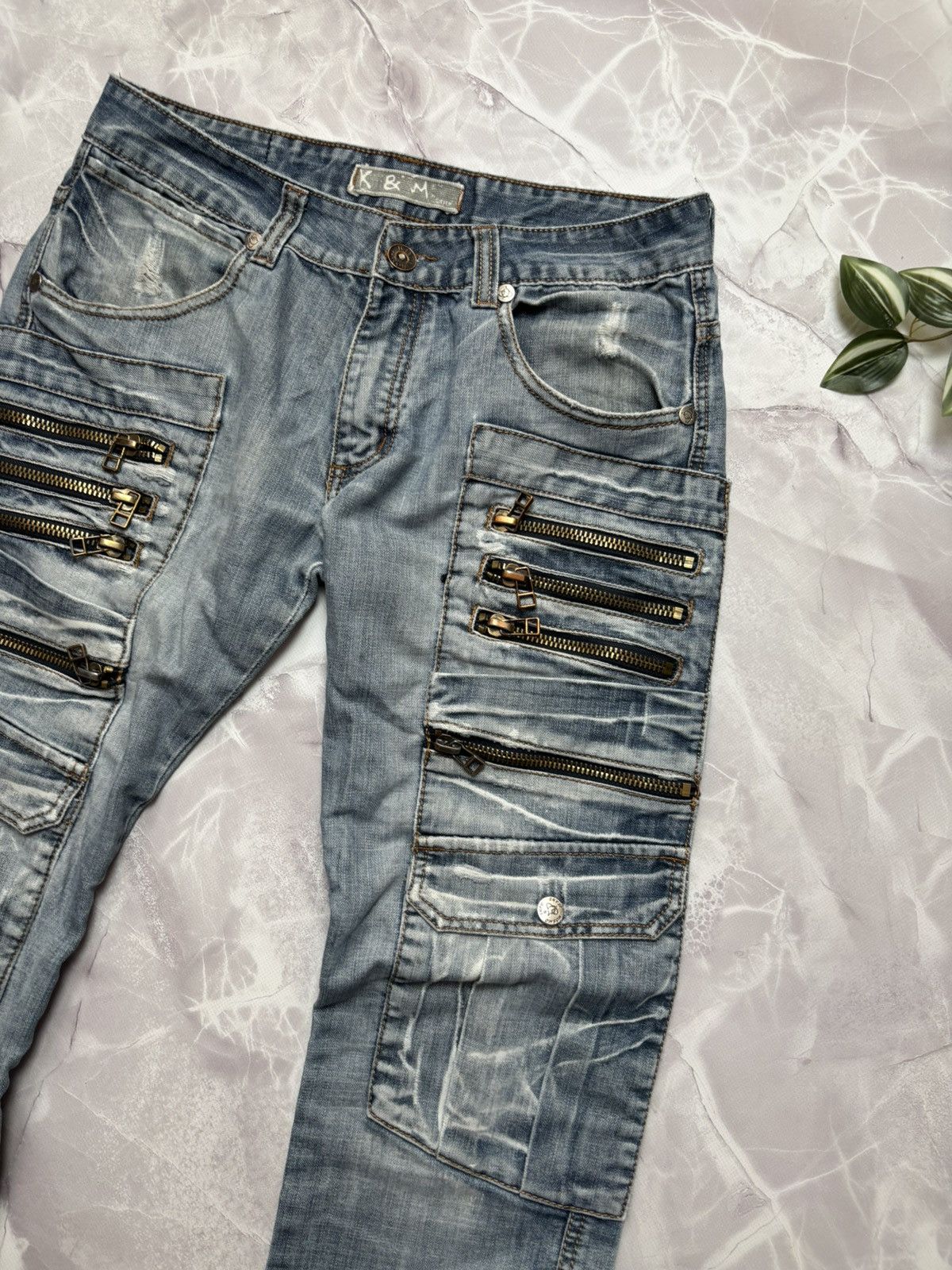 Japanese Brand Kosmo Lupo Japanese Style Denim Cargo Jeans Distressed Y2K Size US 32 / EU 48 - 4 Thumbnail