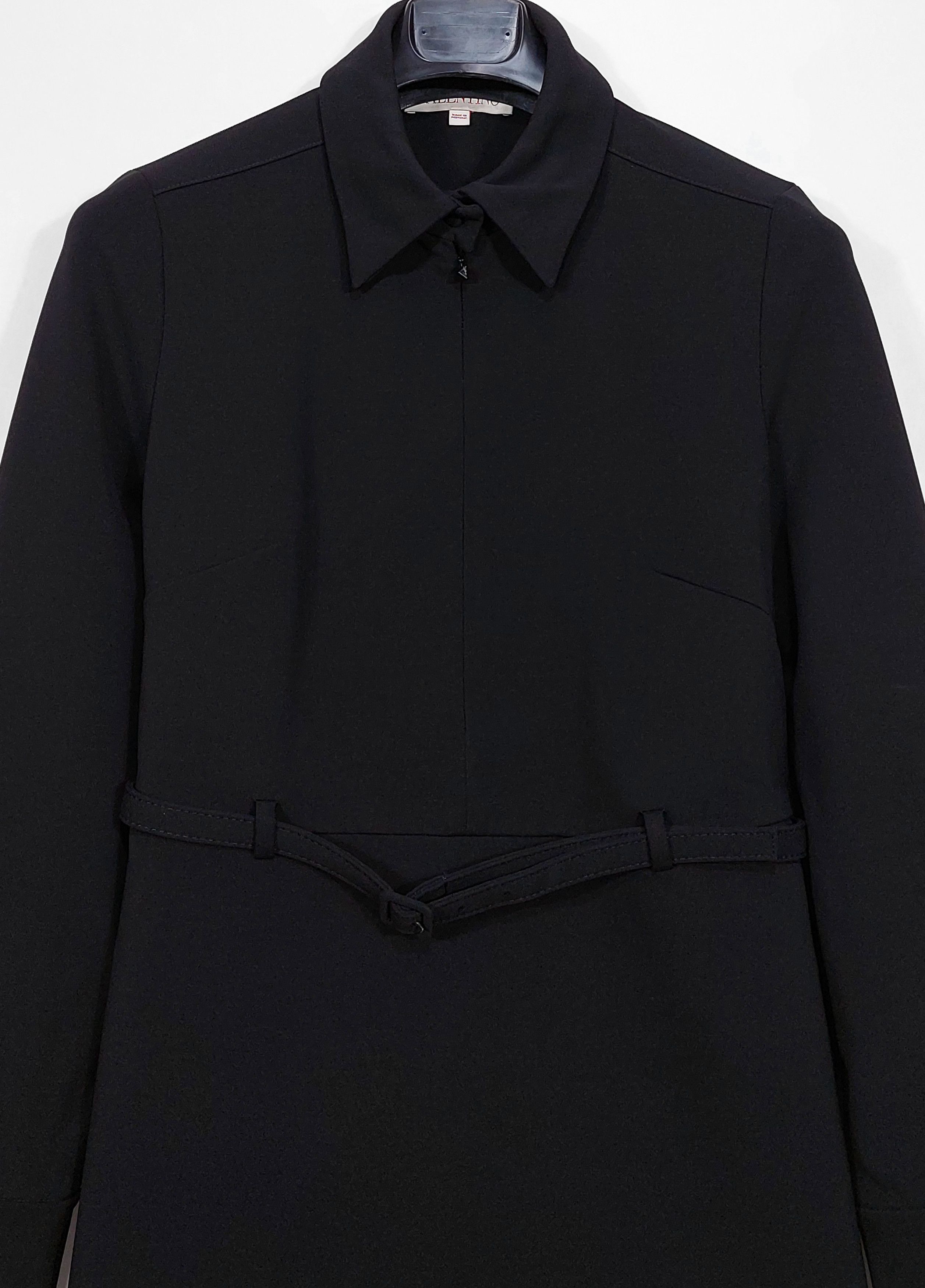 RED Valentino belted viscose half zip LS mini dress - black 44 Size M / US 6-8 / IT 42-44 - 10 Thumbnail