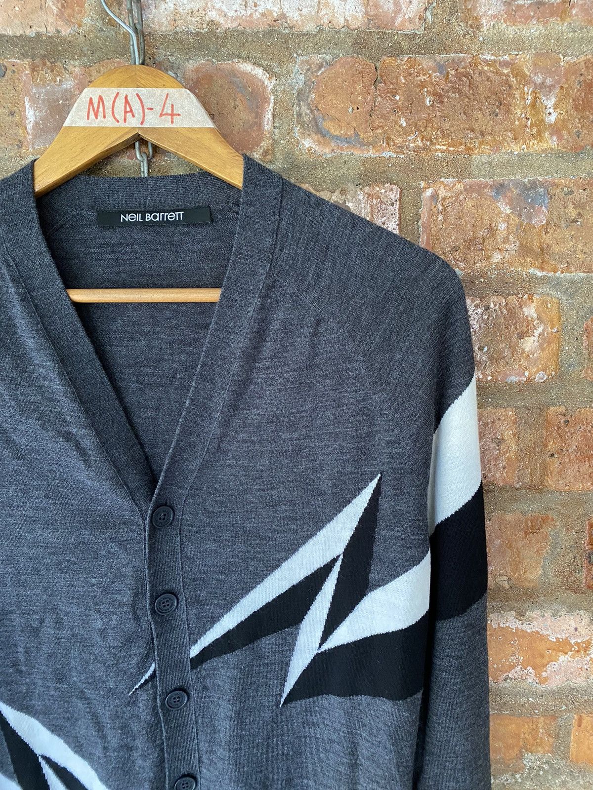 Japanese Brand × Neil Barrett 2000s Neil Barrett Iconic 3D lighting wool cardigan Size US M / EU 48-50 / 2 - 5 Thumbnail