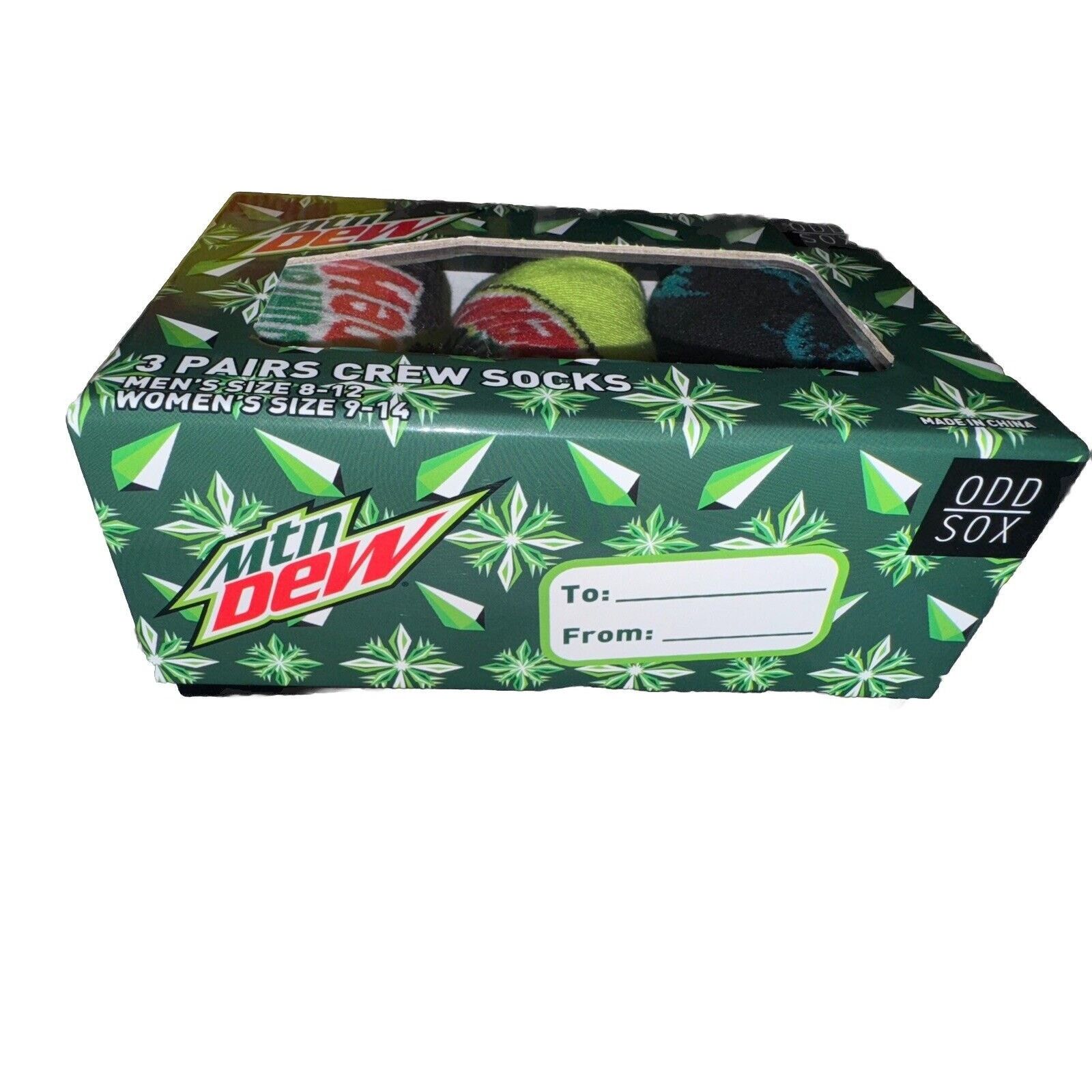 The Unbranded Brand Mountain Dew Odd Sox 3 Pack Crew Socks Men’s 8-12/Women 9-14 Size ONE SIZE - 6 Thumbnail