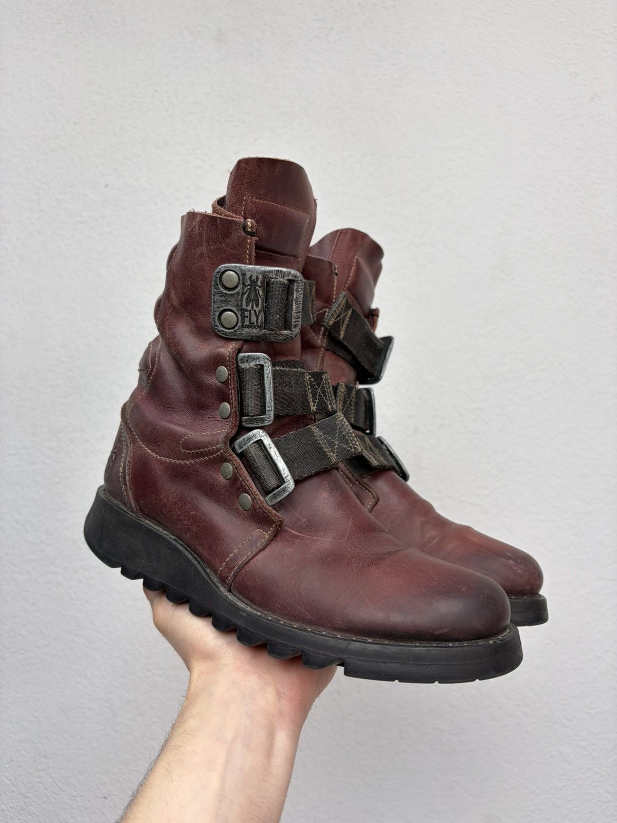 Hedi Slimane Vintage Rick Owens Vibe Leather Combat Biker Boots Archive Size US 6.5 / EU 39-40 - 1 Thumbnail