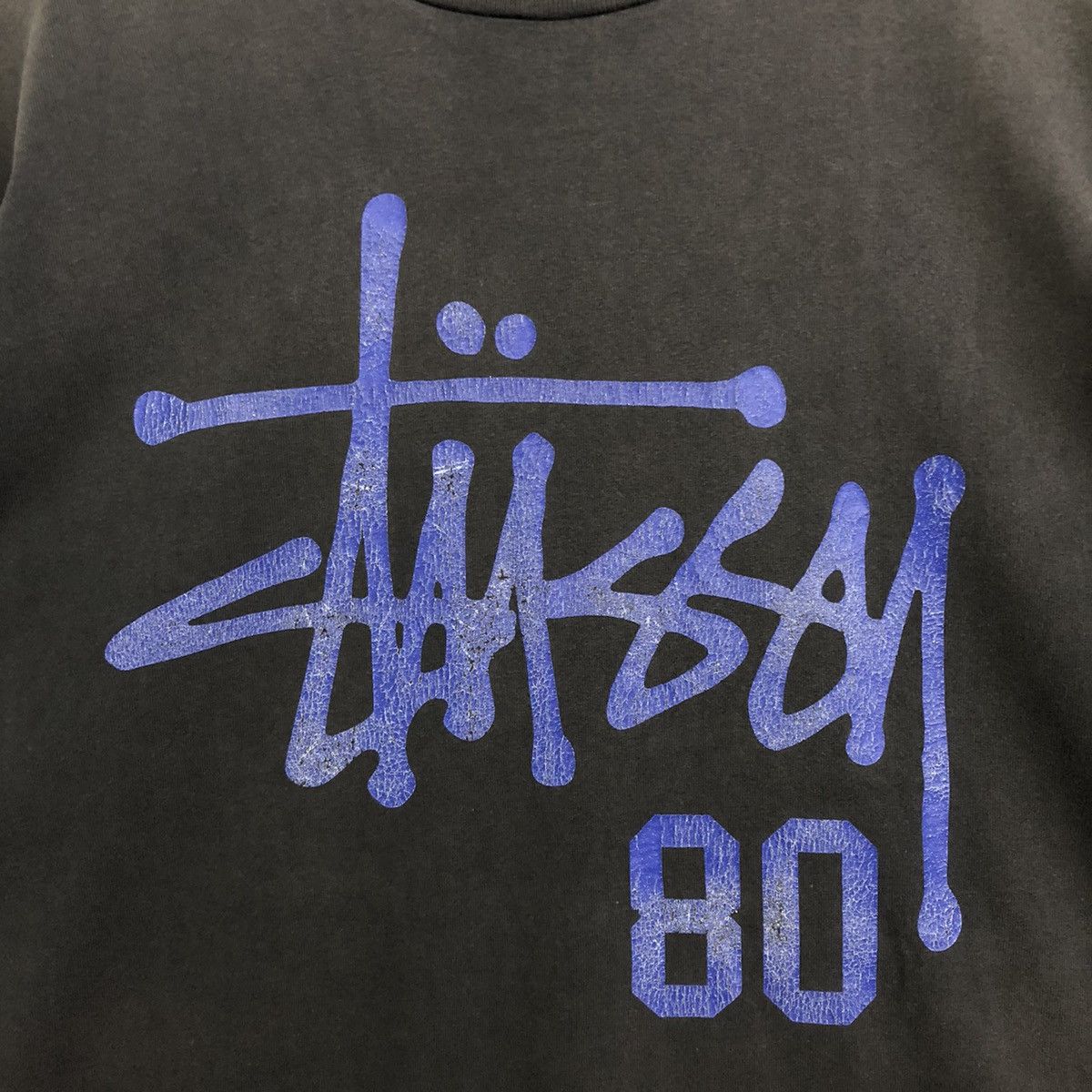 Stussy Disstress Stussy 80 Sunfaded Spellout Tshirt Size US XL / EU 56 / 4 - 7 Thumbnail