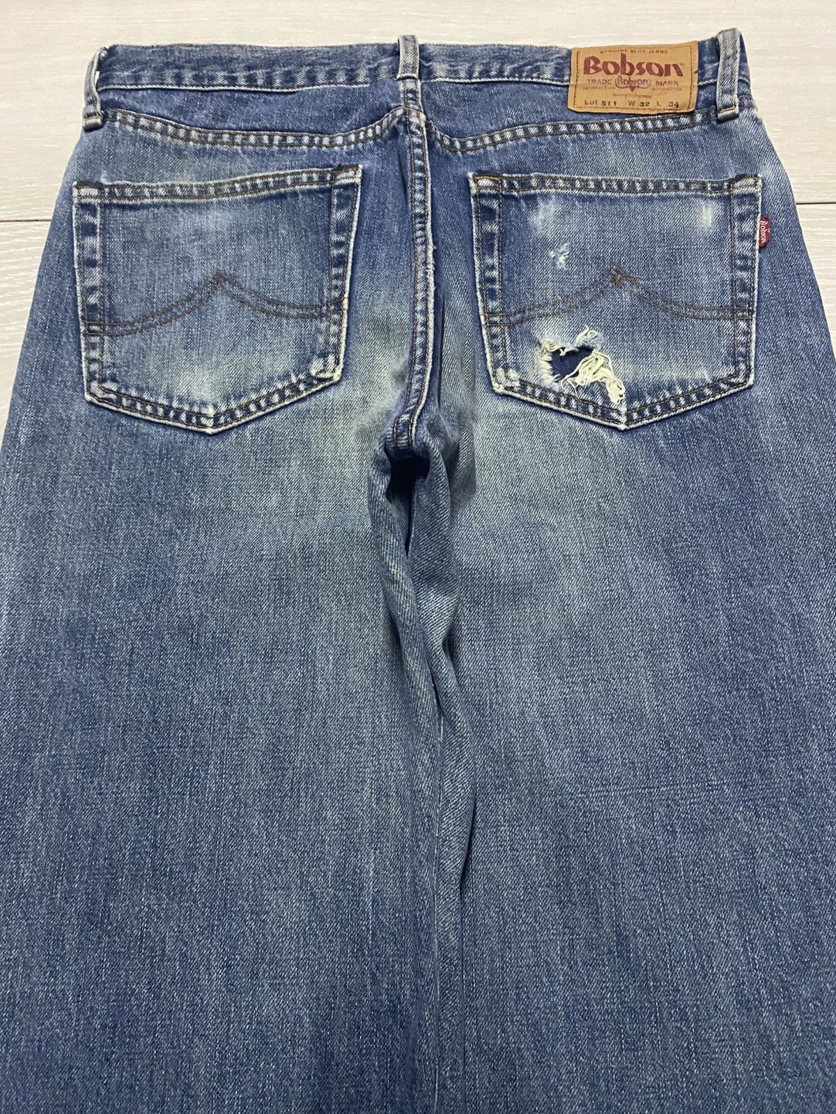 Japanese Brand Vintage Bobson Faded Distressed Baggy Jeans Size US 31 - 4 Thumbnail