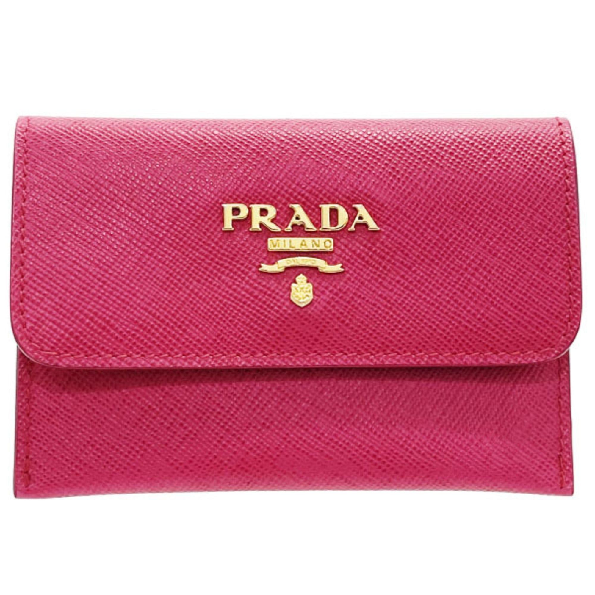 Prada Prada Card Case, Business Holder, Saffiano Leather with Peony Pink Design, PRADA IC Card, ID Pass NN-16611 Size ONE SIZE - 1 Thumbnail