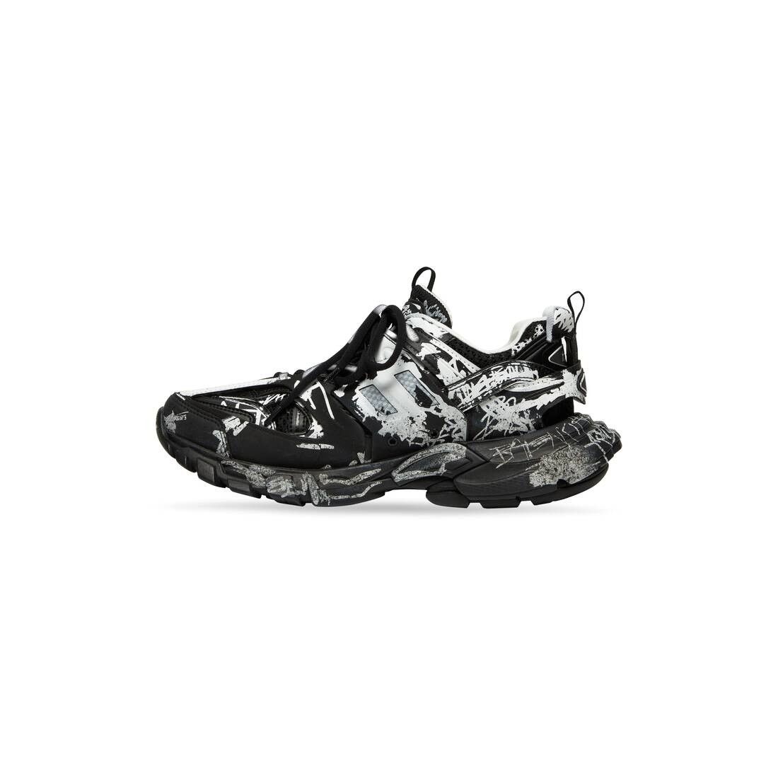 Balenciaga o1tr1nto0825 Track Graffiti Sneakers in Black/White Size US 8 / EU 41 - 4 Thumbnail