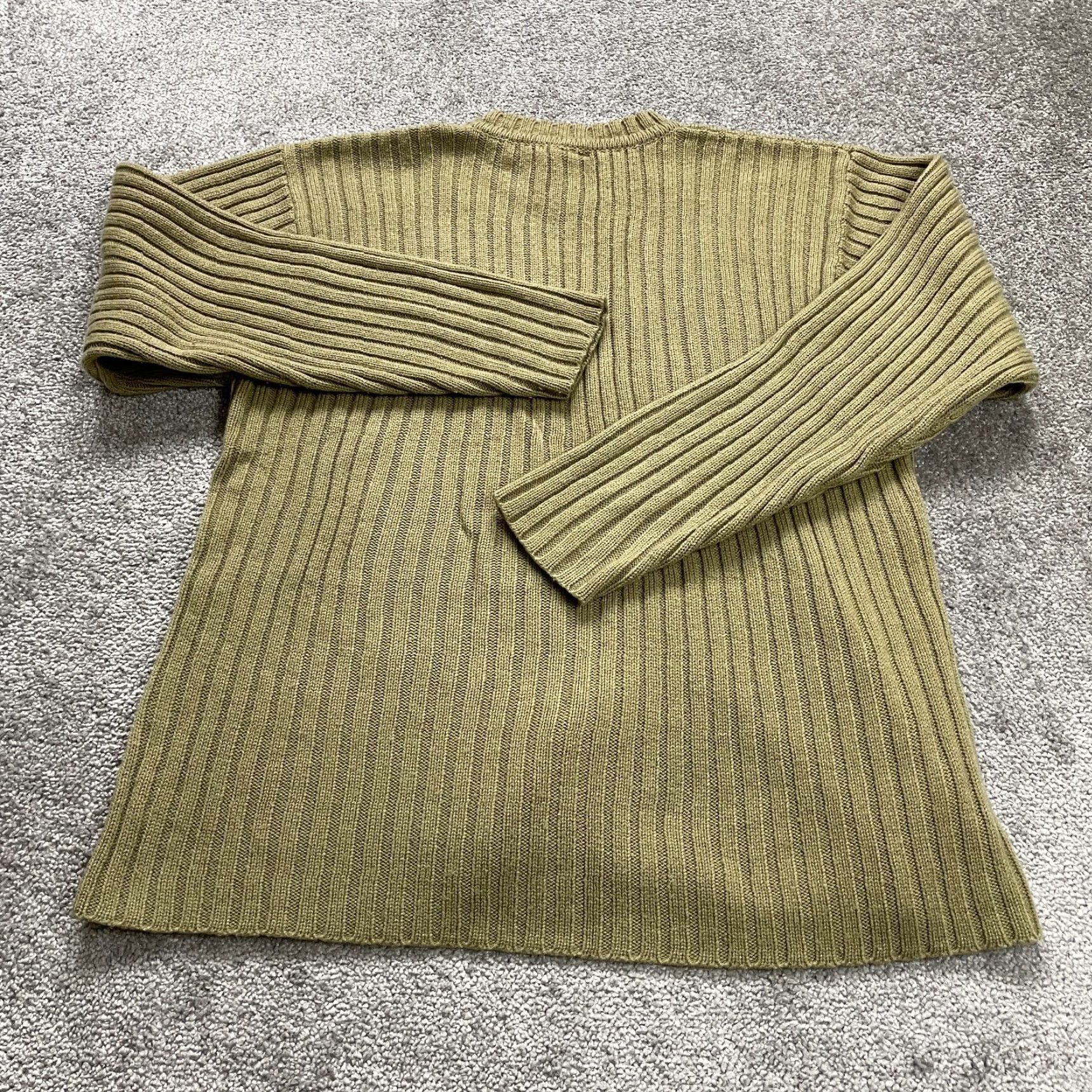 Vintage Ferruche Men’s Knit Pullover Sweater L Green Crew Neck Regular Fit - Solid Acrylic Casual Knit Sweatshirt - Mens Size US L / EU 52-54 / 3 - 2 Thumbnail