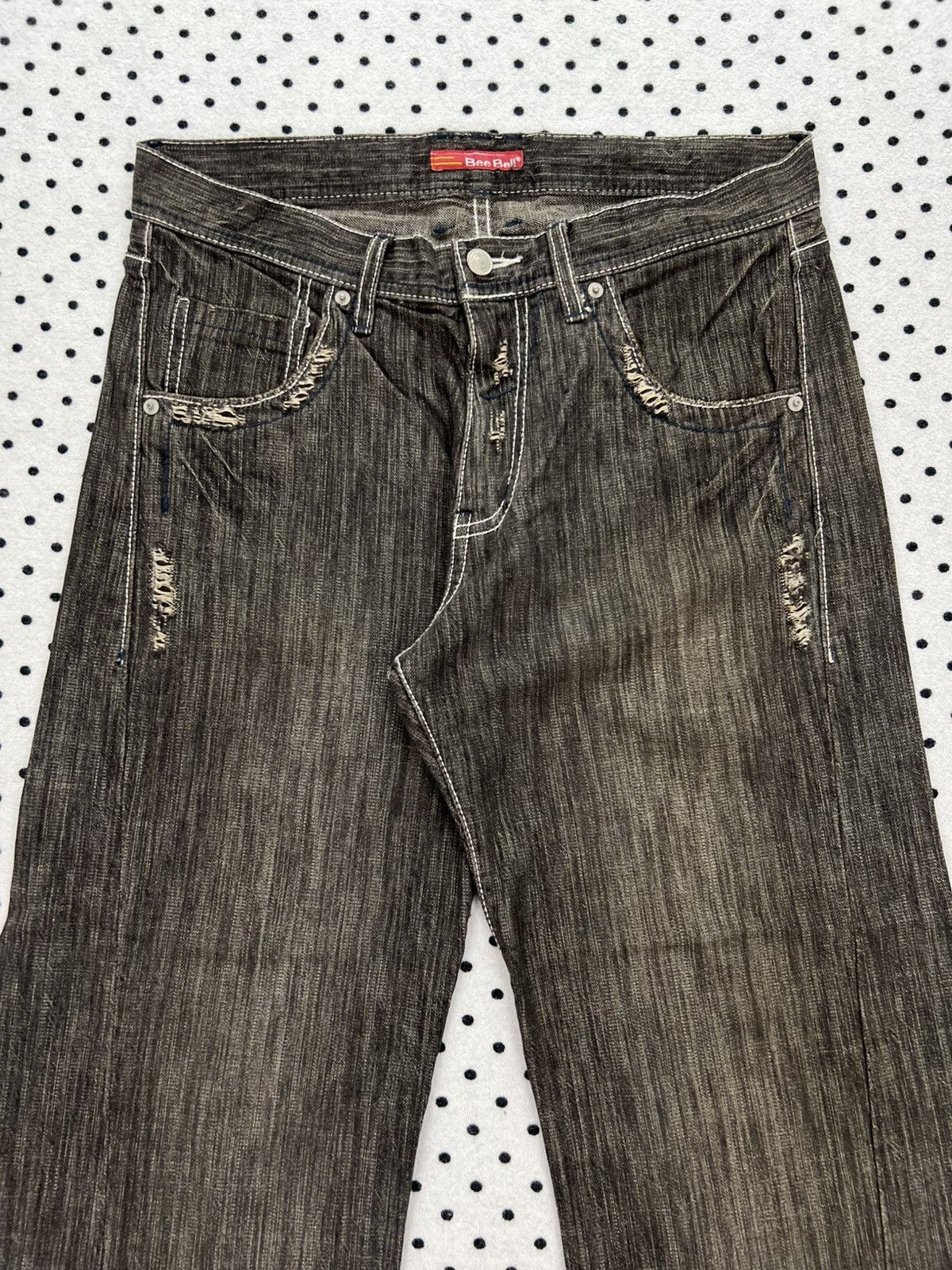 Japanese Brand Bee Bell Distressed Jeans Size US 33 - 3 Thumbnail