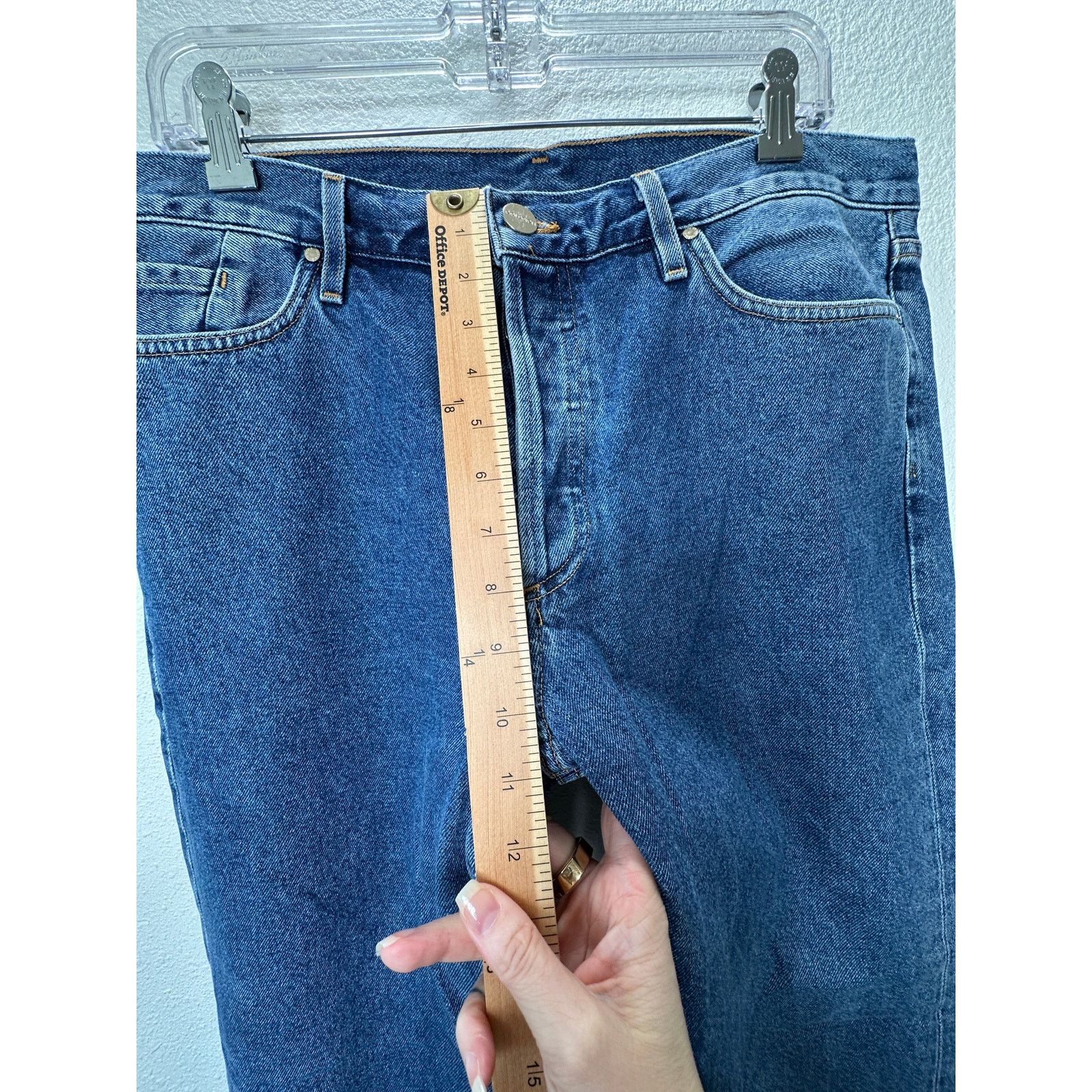 GOLDSIGN Goldsign Gold Button Fly Med Wash Straight Leg Crop Jeans 31 Size 31" - 13 Thumbnail