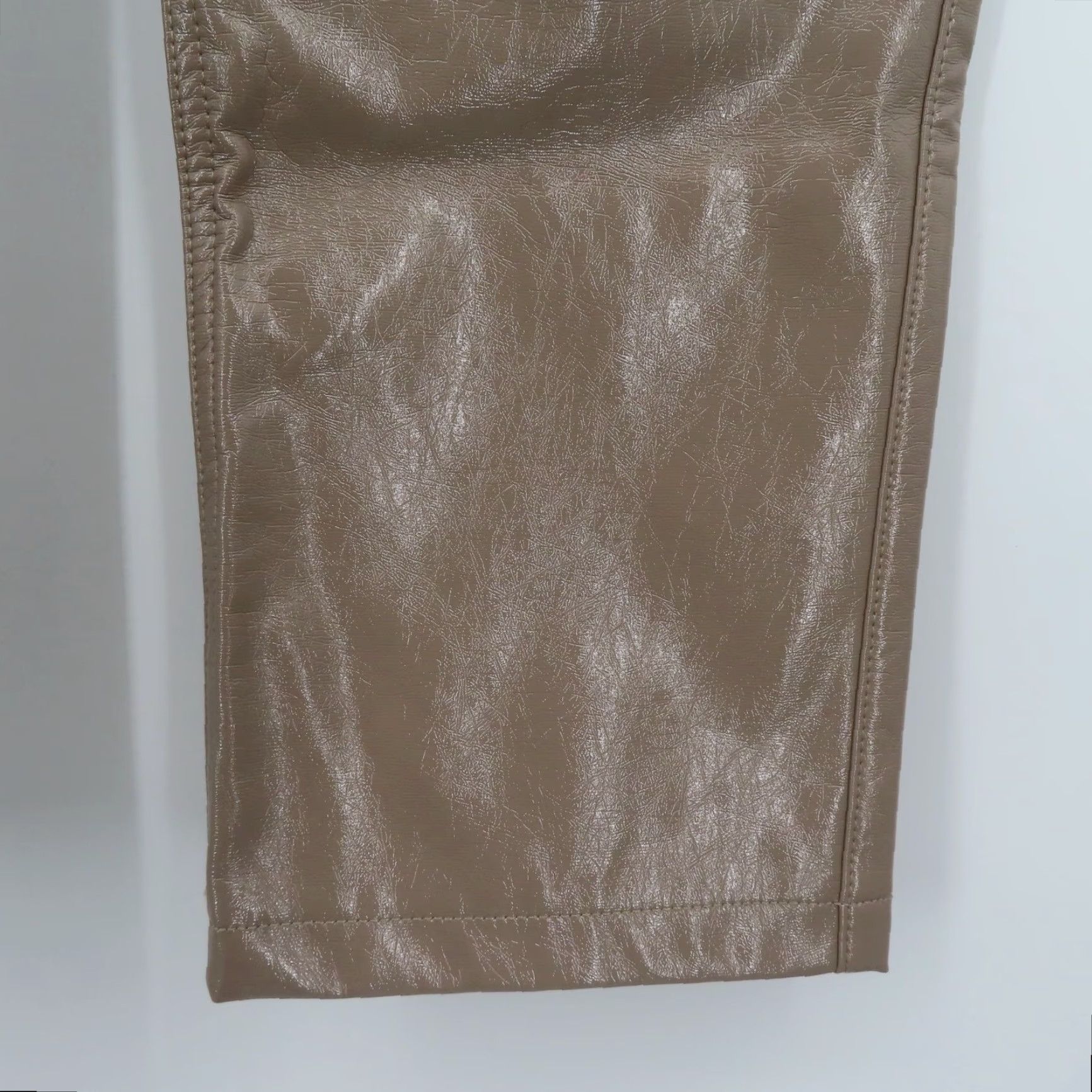 Abercrombie & Fitch Abercrombie & Fitch Women 27 90s Straight Ultra High Beige Faux Leather Pant Shirt? Size 27" / US 4 / IT 40 - 5 Thumbnail