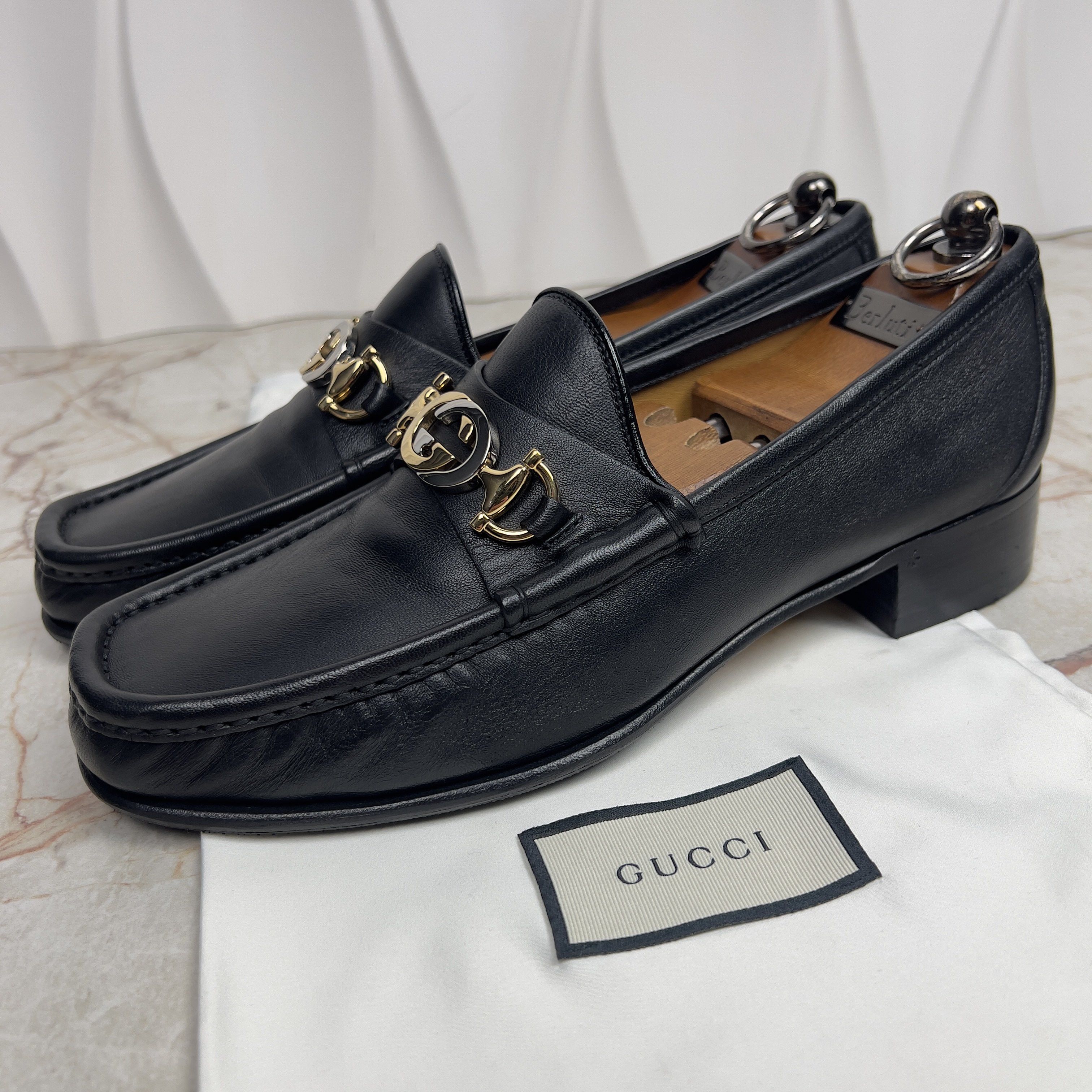 GUCCI Interlocking GG Logo Loafers Heels Black Leather 7.5 G or 8 US or 41.5 EUR Gucci Women main image 3