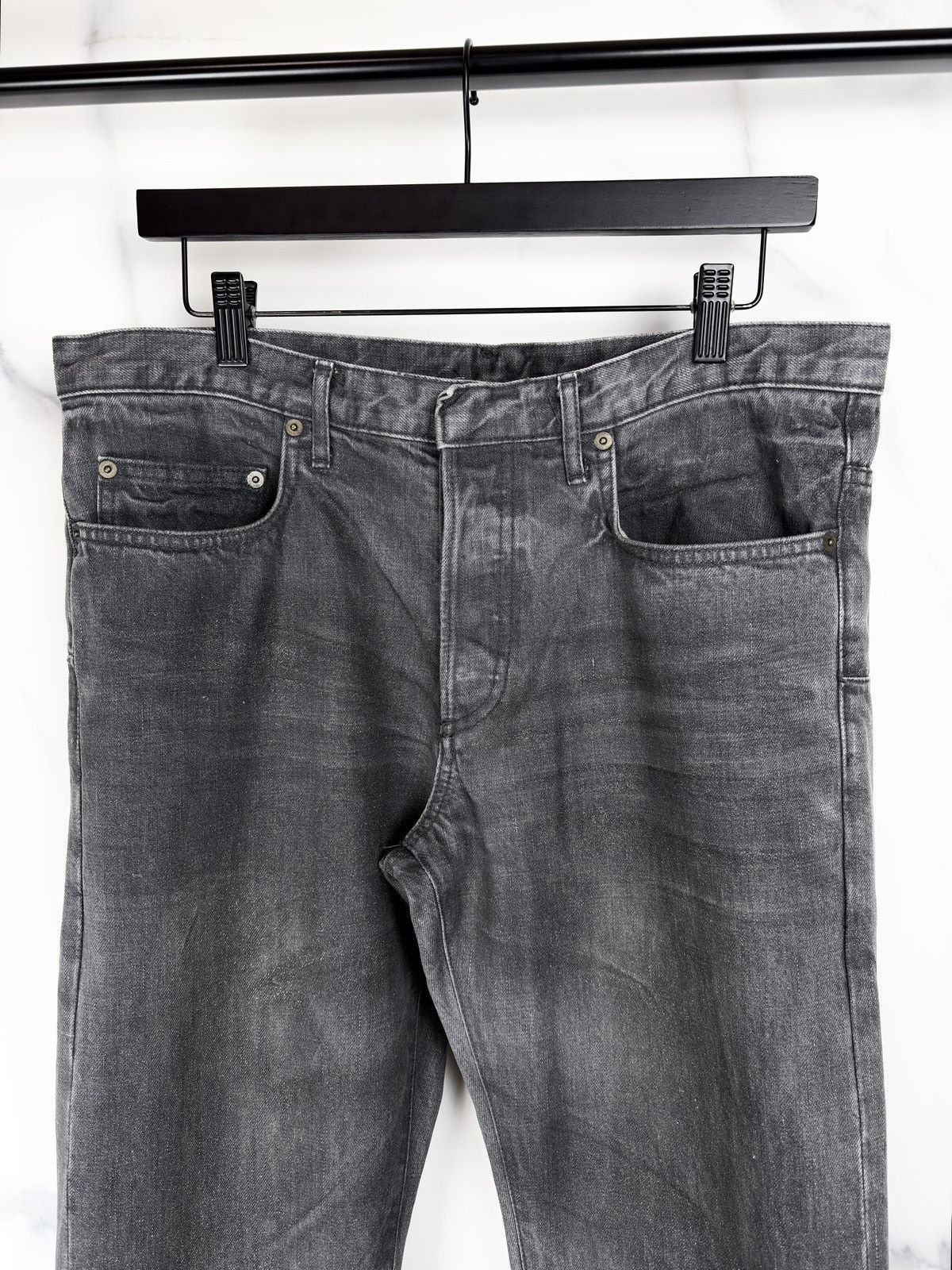 Dior × Hedi Slimane SS05 Dior Homme Beck Glitter Wax Coated Whisker Denim Jeans Size US 32 / EU 48 - 5 Thumbnail