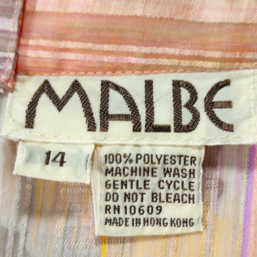 Other EUC VTG Malbe 70s Sheer Dolman Sleeve Blouse Sz. 14 Pastel Size XL / US 12-14 / IT 48-50 - 4 Thumbnail