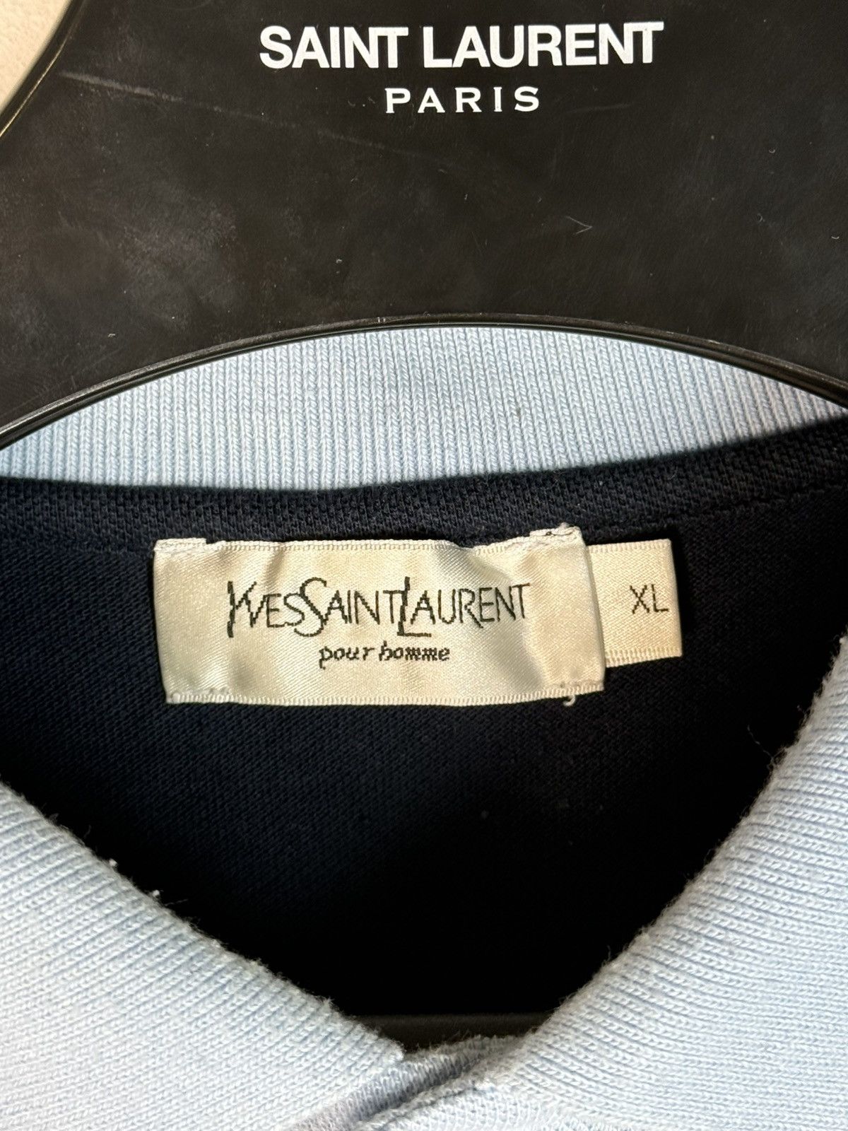 Yves Saint Laurent Blue YSL Polo Shirt Spell Out YSL Shirt Big Logo YSL Tee Size US XL / EU 56 / 4 - 4 Thumbnail