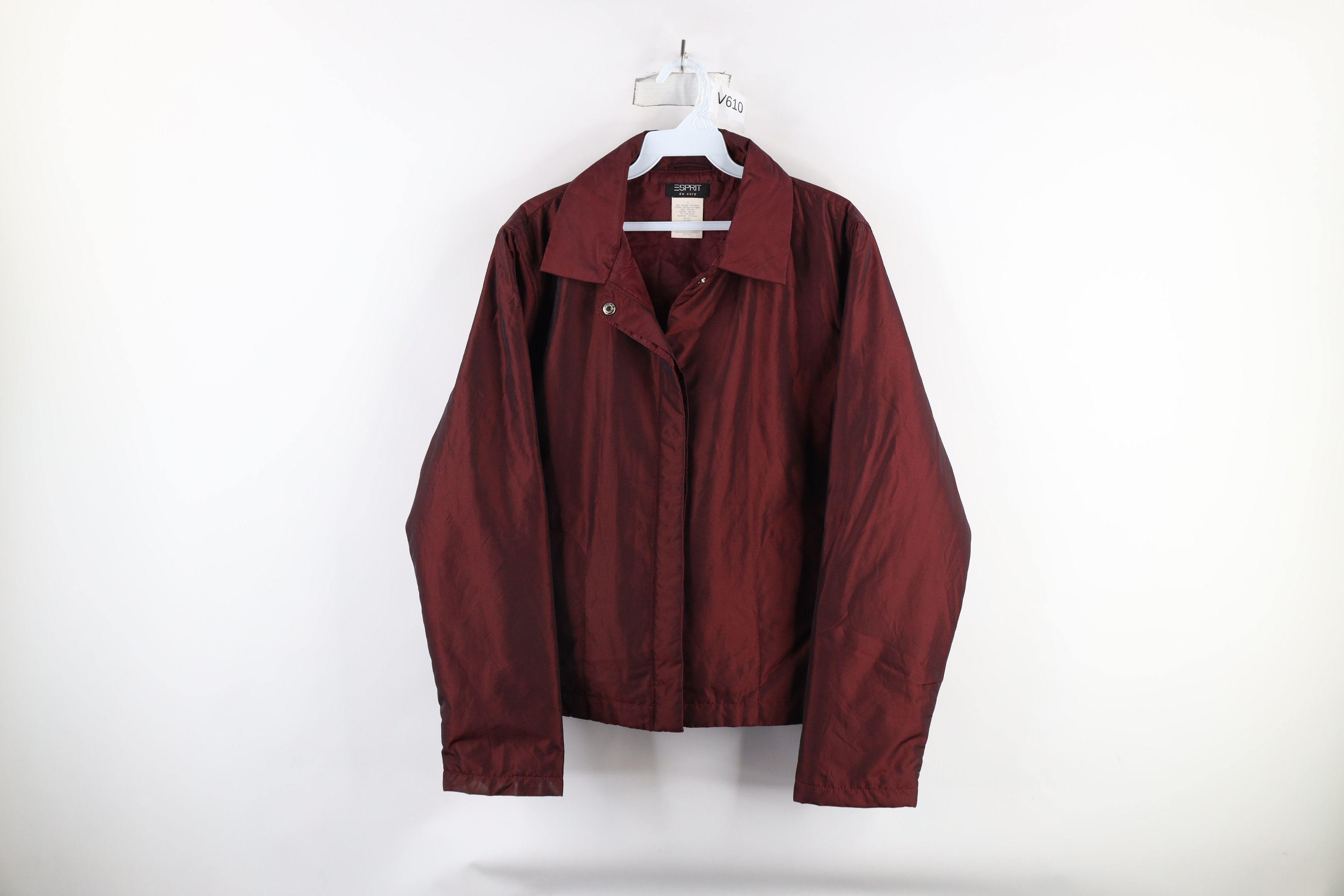 Esprit × Vintage Vintage 90s Esprit Blank Chromatic Full Button Jacket Red Size L / US 10 / IT 46 - 1 Thumbnail