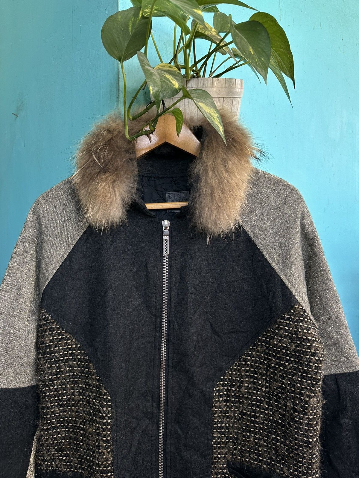 Designer Bleu Blanc Rouge Winter Fur Collar Jacket Size L / US 10 / IT 46 - 3 Thumbnail