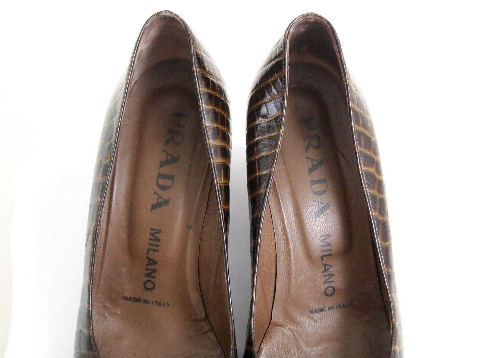 Prada Prada Croc Heels Pumps Brown Womens Size US 7 EU 37 Size US 7 / IT 37 - 4 Thumbnail