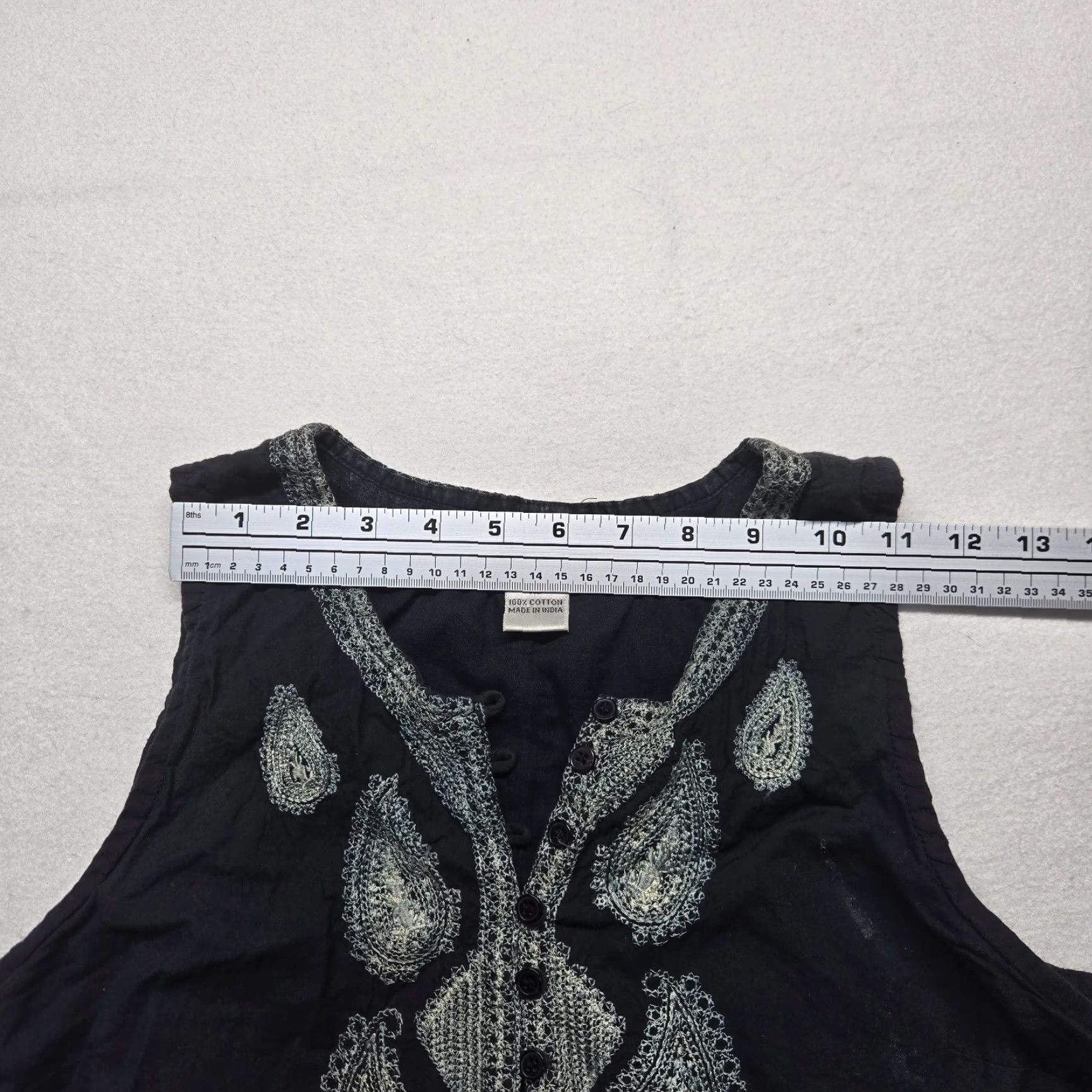 Vintage VINTAGE Cute Options Shirt Dress Adult XL Black Sleeveless Embroidered Cotton Knee Length Womens Size XL / US 12-14 / IT 48-50 - 4 Thumbnail