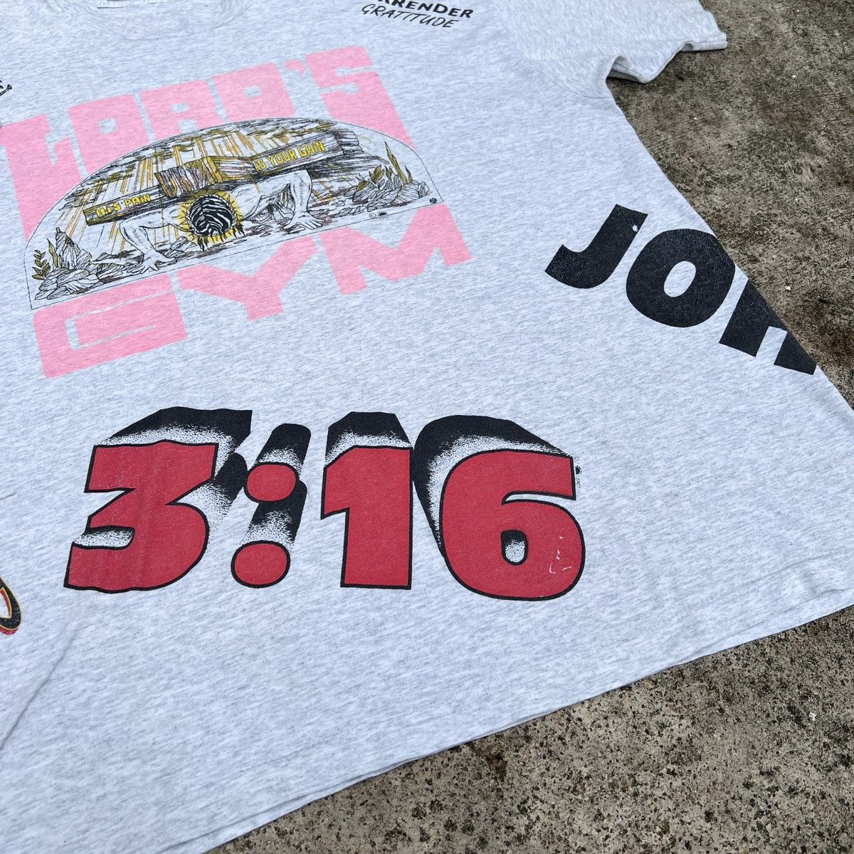 Vintage Vintage 90s Lord’s Gym God Jesus Bible Holy Tee 2XL Size US XXL / EU 58 / 5 - 10 Thumbnail
