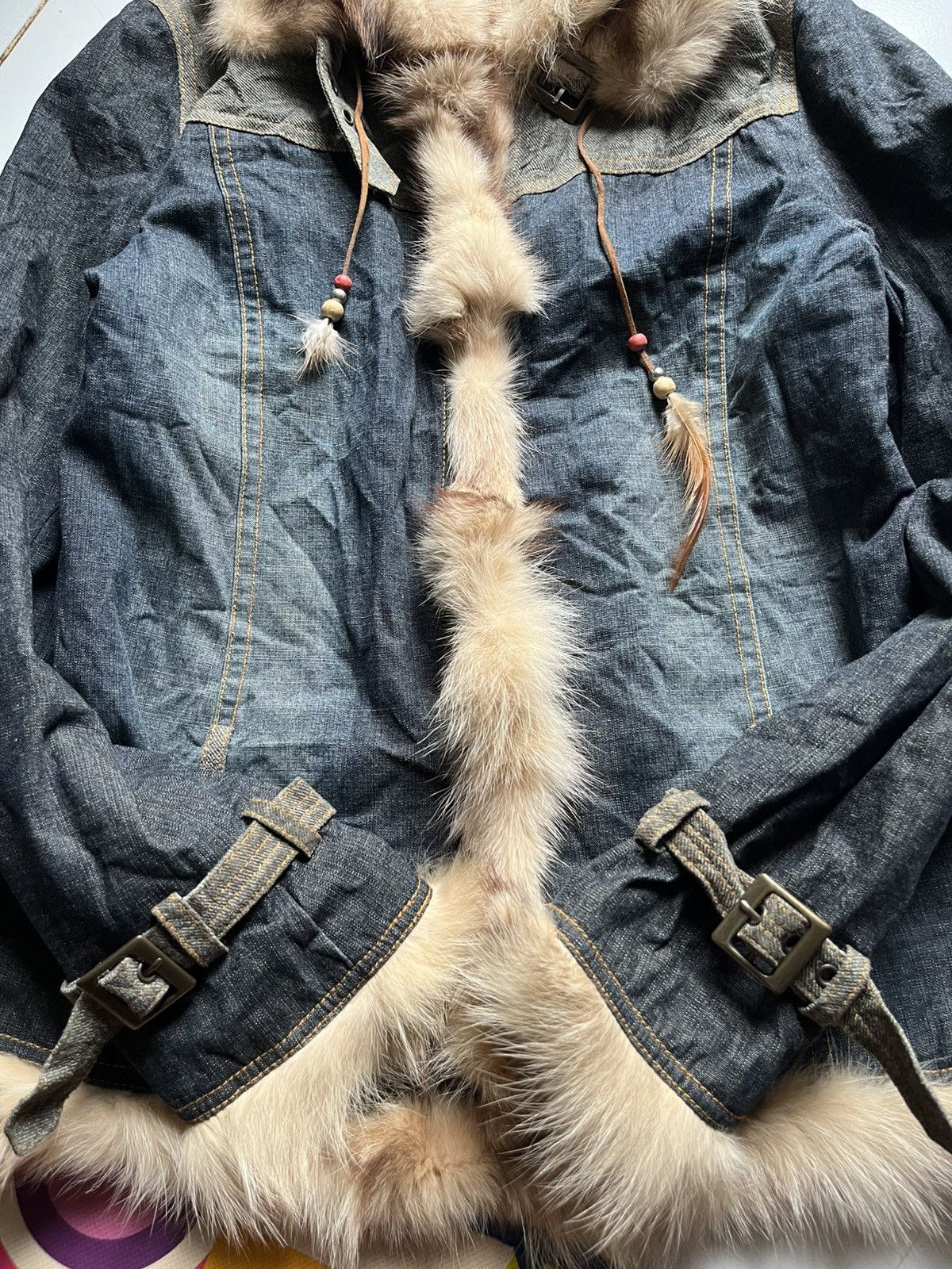 Isamu Katayama Backlash 2000s L arte raccoon fur denim jacket Size US M / EU 48-50 / 2 - 5 Thumbnail