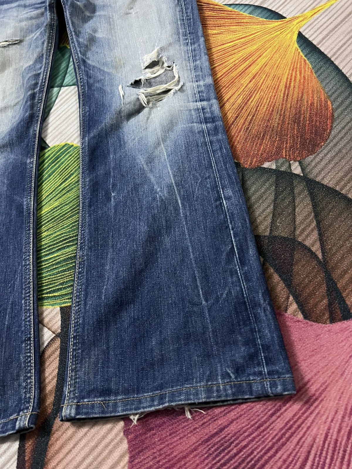 Japanese Brand × Jean × Lee 💥Flare💥Vintage Lee Rider Distressed Jean Size US 31 - 4 Thumbnail
