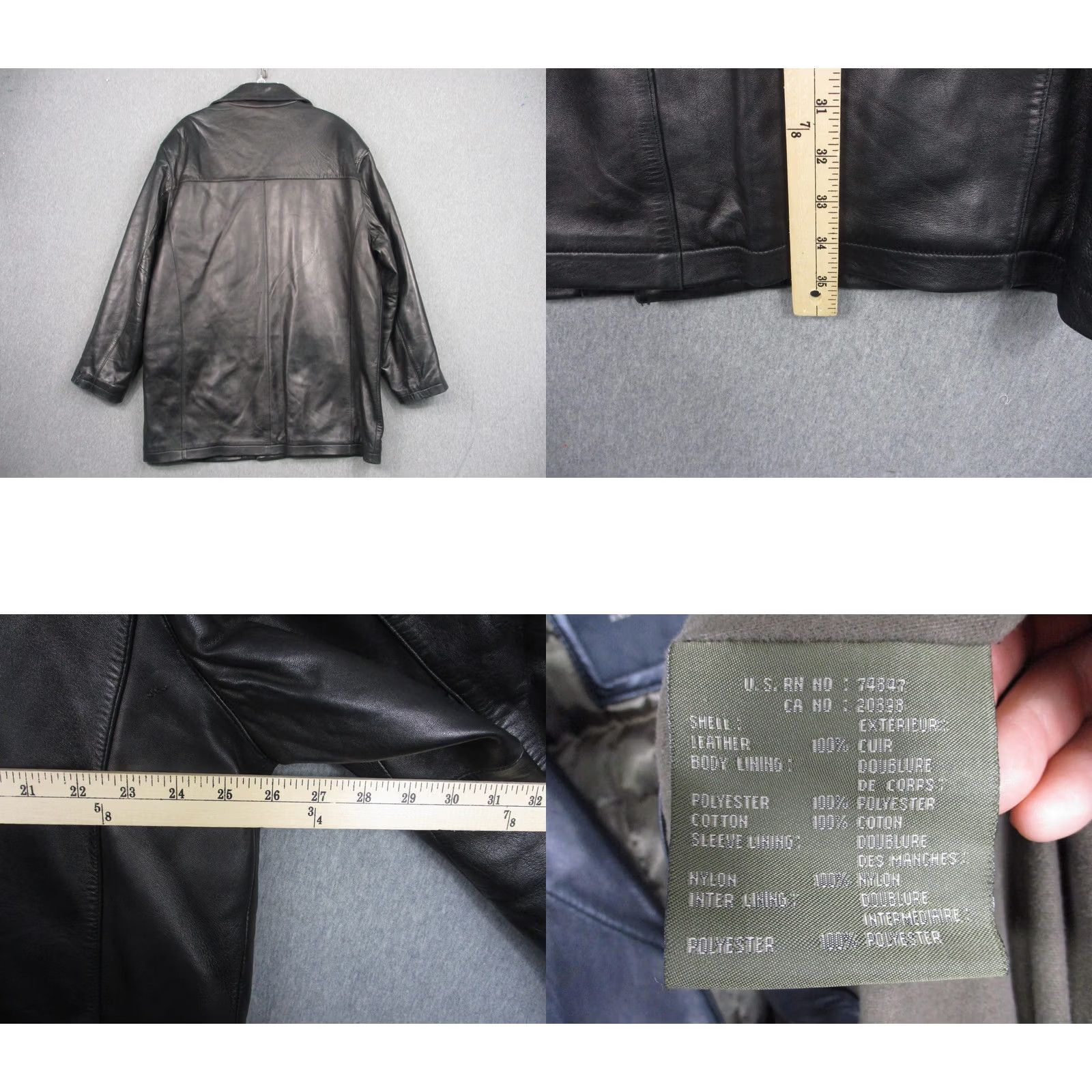 Vintage Marc New York Overcoat Mens L Black Leather Quilted Lined Pockets Button Coat Size US L / EU 52-54 / 3 - 8 Thumbnail
