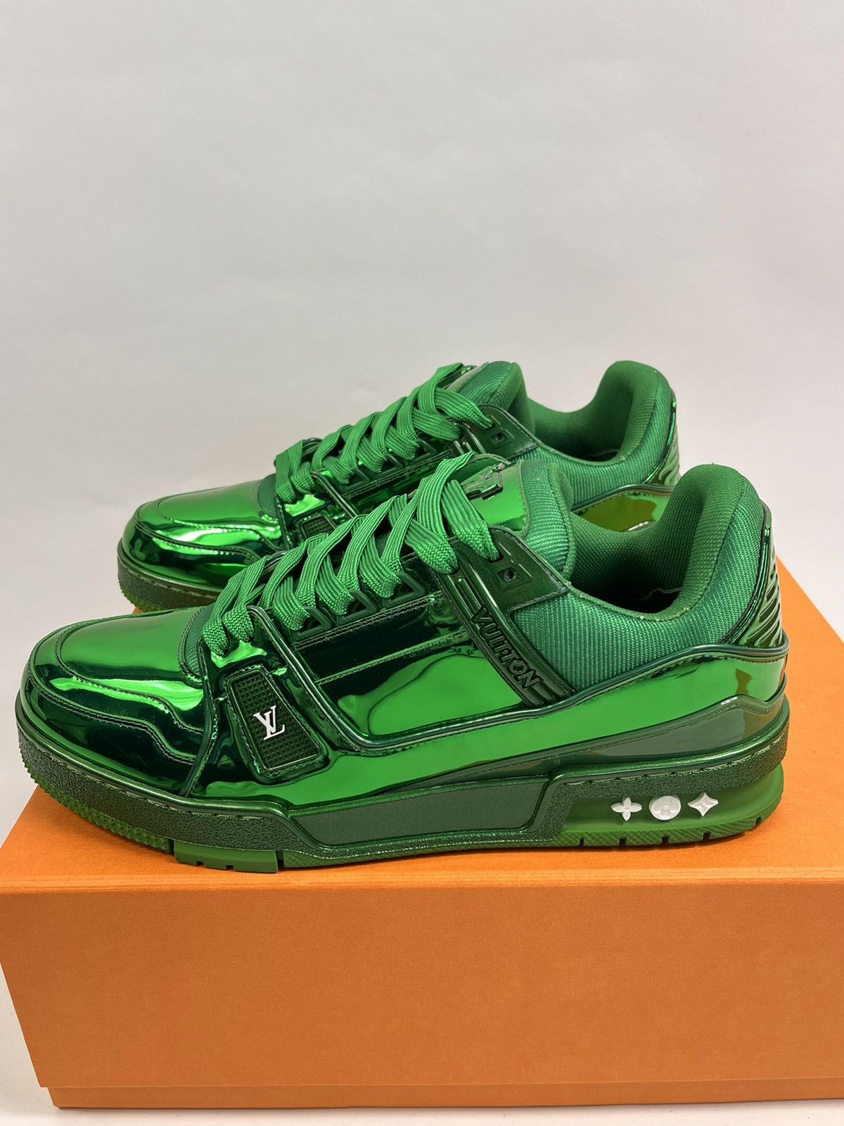 Louis Vuitton × Virgil Abloh PATENT GREEN SNEAKERS Size US 7 / EU 40 - 1 Thumbnail