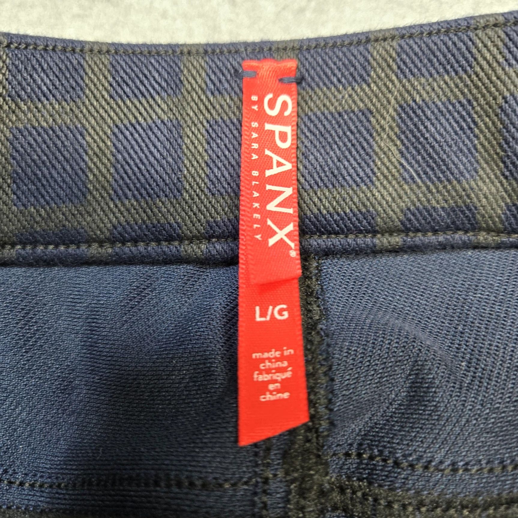Spanx SPANX Leggings Womens L Blue Check High Rise Jegging Pockets Stretch Ankle Size 36" / US 14 / IT 50 - 2 Thumbnail