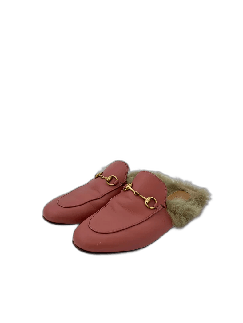 Gucci Gucci Size 38 Pink Horsebit Fur Trim Loafers Size US 5.5 / EU 38 - 1 Thumbnail