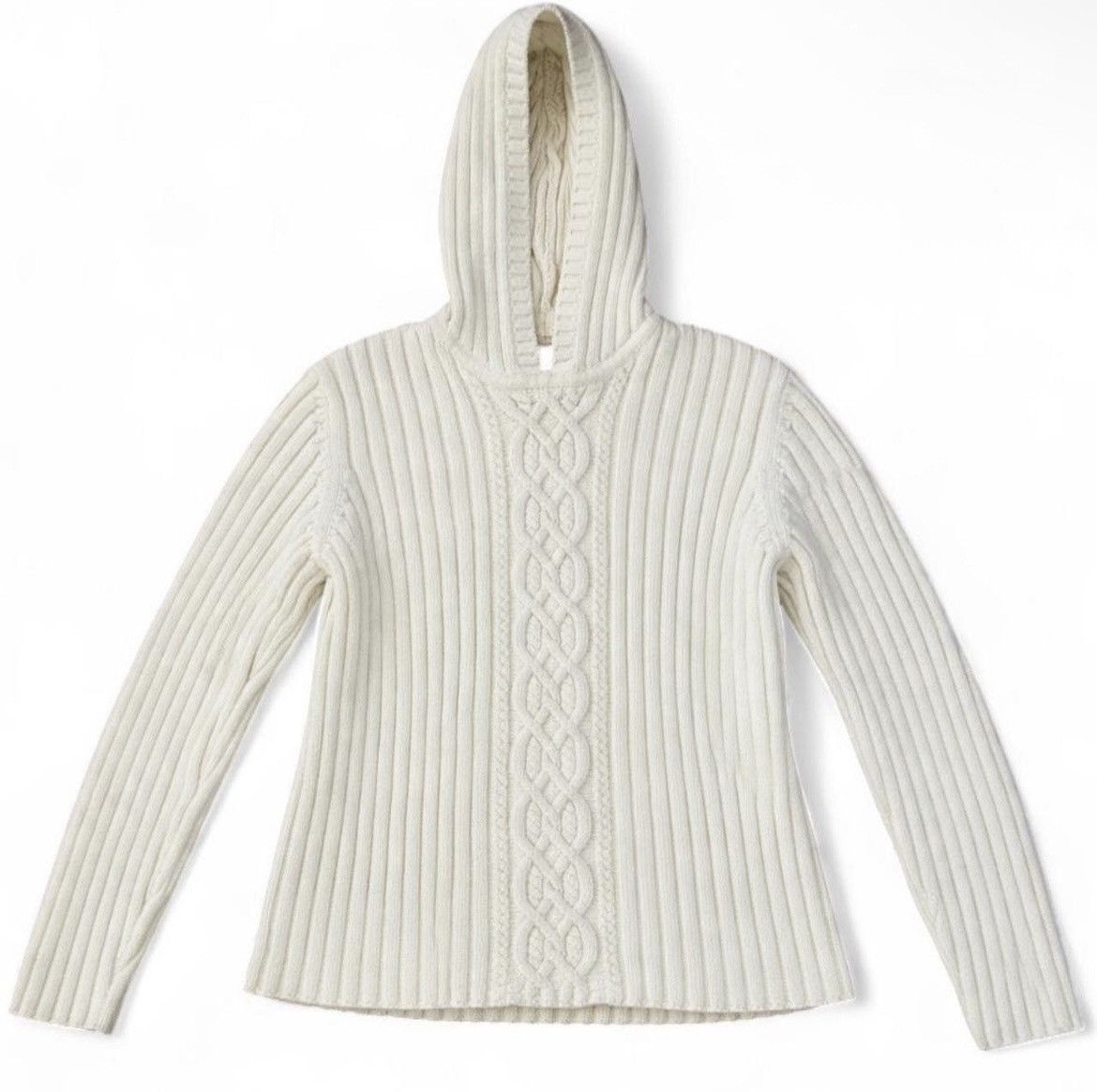 Ralph Lauren Vintage Ralph Lauren White Cable Knit Hooded Sweater Size M / US 6-8 / IT 42-44 - 1 Thumbnail