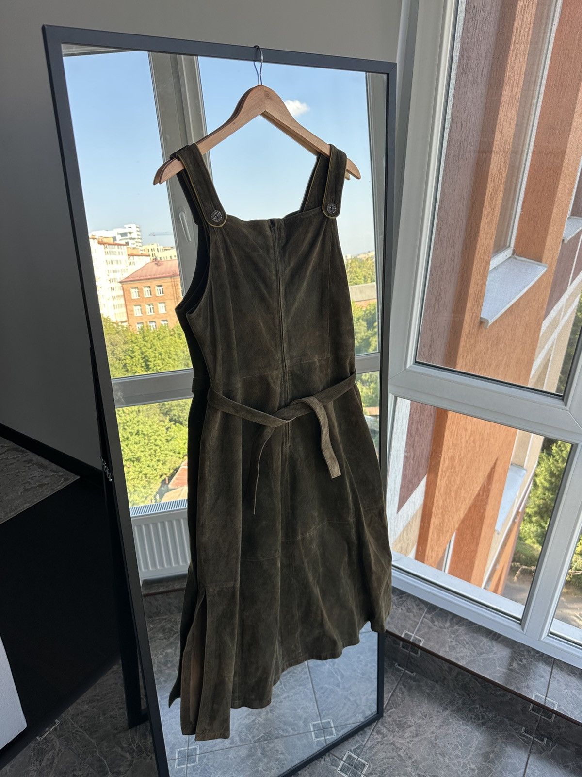 Folk Vintage Folk Traditional Leather Dress Soft Khaki Genuine Size S / US 4 / IT 40 - 5 Thumbnail