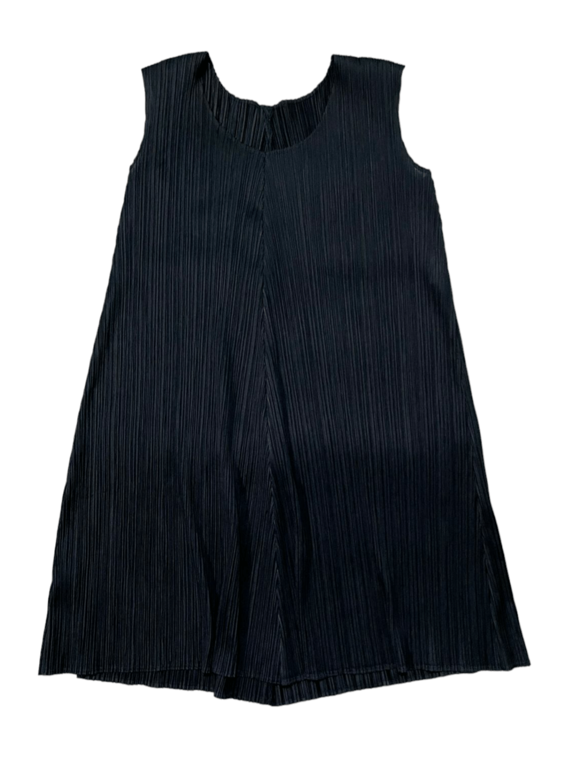 image of Pleats Please Issey Miyake Pleated Sleeveless Midi Dress in Navy, Women's (Size Medium)