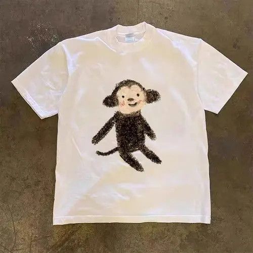 Japanese Brand Hip Hop Cartoon Monkey School Style Short Sleeve T-Shirt Size US XL / EU 56 / 4 - 7 Thumbnail