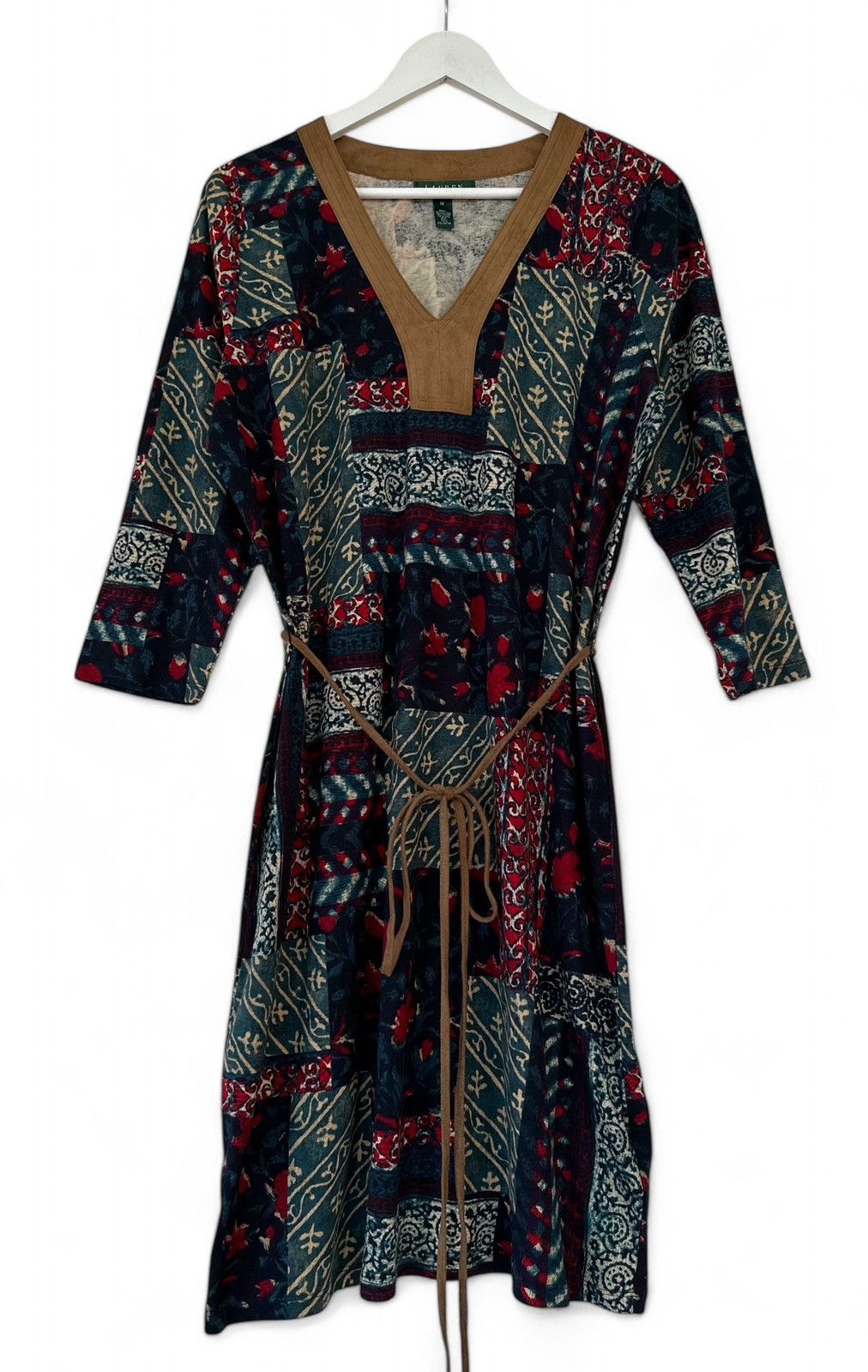 Lauren Ralph Lauren × Vintage Lauren Ralph Lauren Dress Suede Details Women's Size 1X Size L / US 10 / IT 46 - 1 Thumbnail