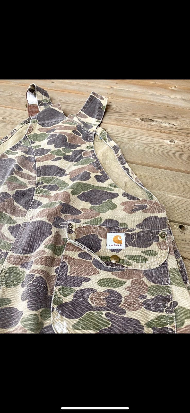 Carhartt × Vintage RARE Vintage 80s Carhartt Duck Camo Hunting Overalls Pants Size US 38 / EU 54 - 4 Thumbnail