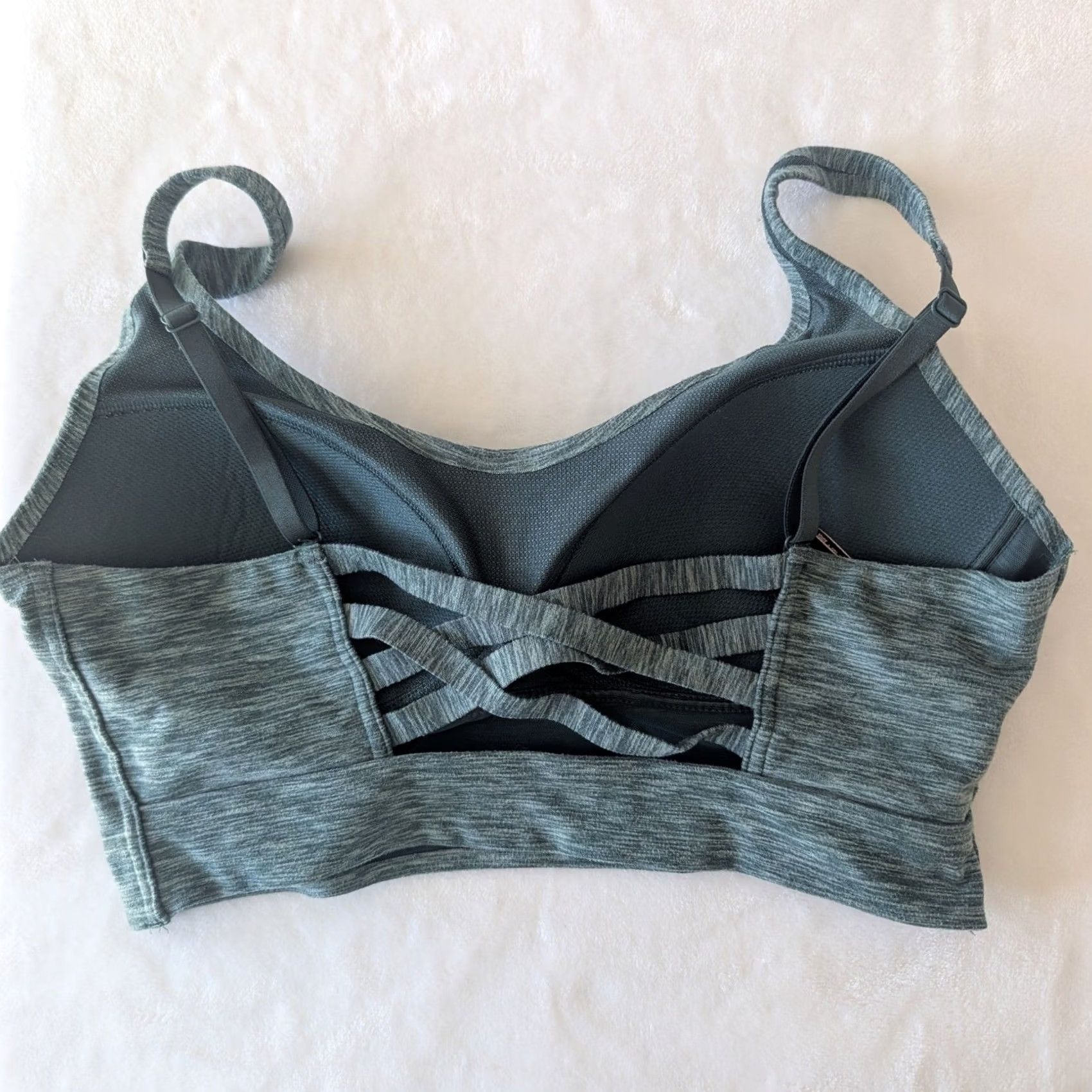 Victoria's Secret Victoria's Secret VSX Sport Bra Teal Heathered Strappy Back Padded Pullover 34D Women Activewear Gym Training Yoga Running Cross Back Women Size ONE SIZE - 2 Thumbnail