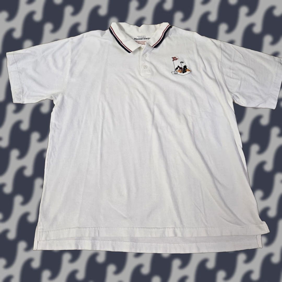 Vintage VINTAGE Warner Bros Mr Mood Swing Polo Shirt Mens 2XL Golf Daffy Duck Cartoon Funny Shirt Polo Men White Cotton Graphic Print Short Sleeve Size US XXL / EU 58 / 5 - 1 Thumbnail