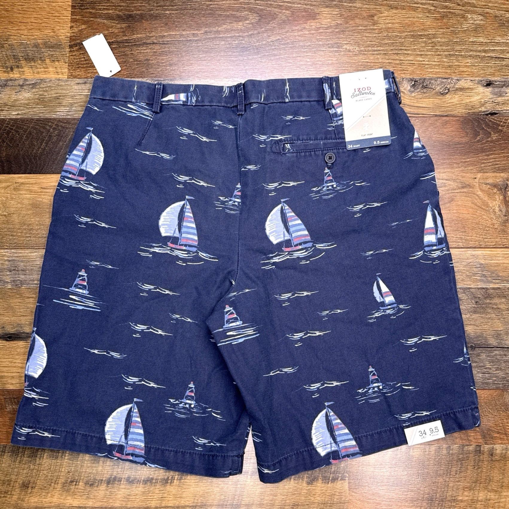Izod IZOD Saltwater Shorts Mens 34W Navy Chino 9.5 Inch Inseam Lighthouses New Size US 34 / EU 50 - 2 Thumbnail