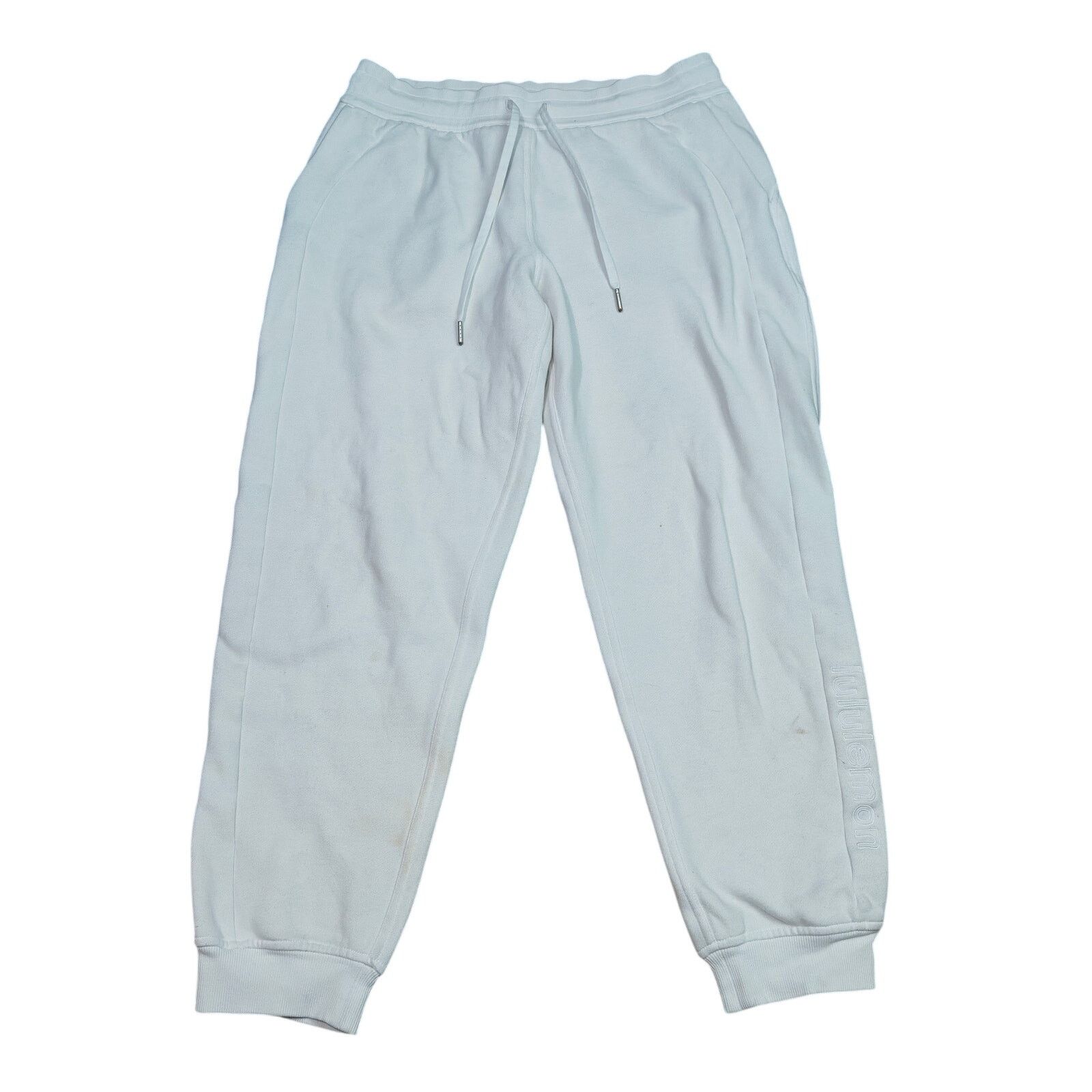 Lululemon Lululemon White Joggers Embroidered Logo Drawstring Cuffed Size 34" / US 12 / IT 48 - 1 Thumbnail