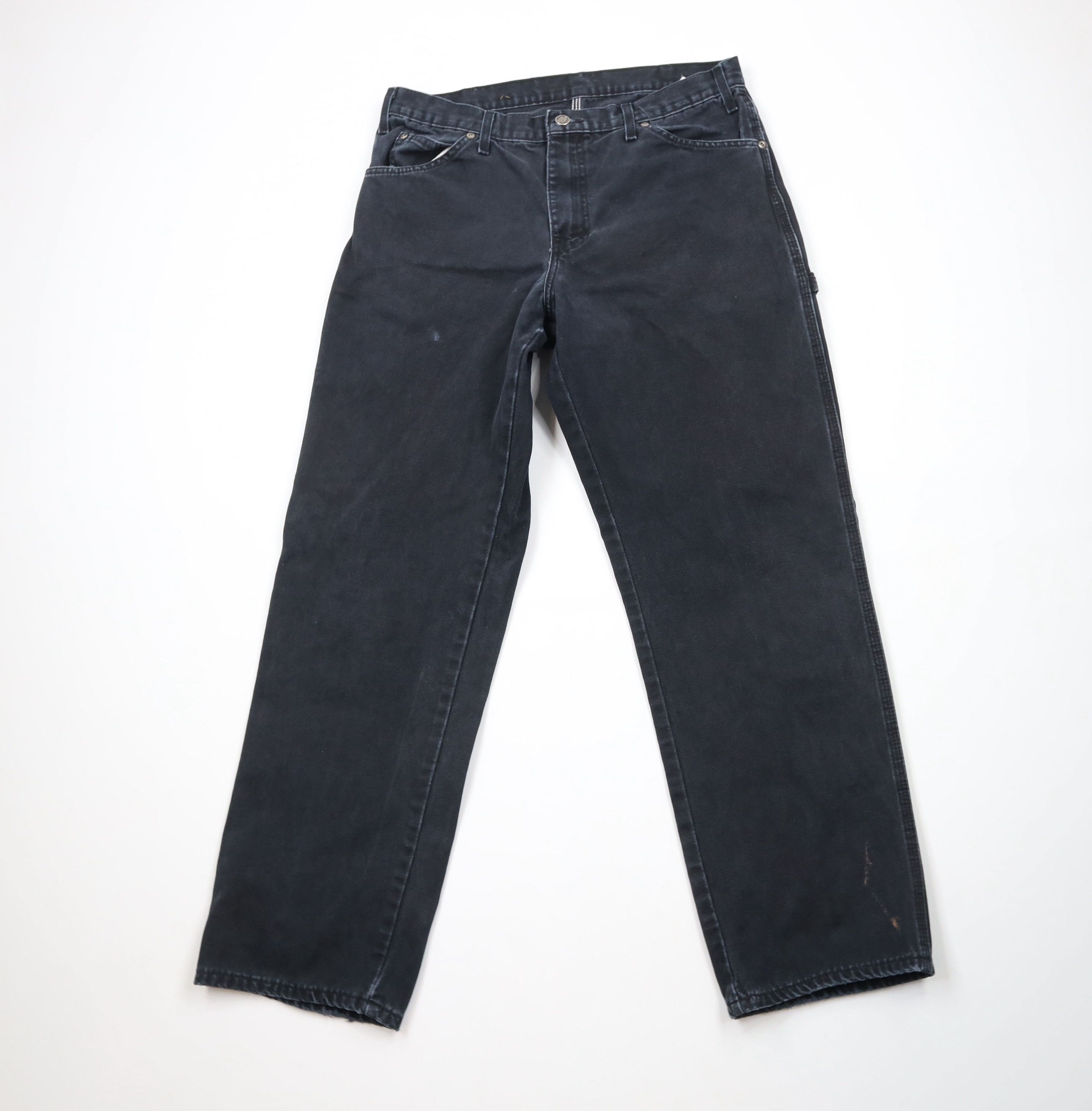 Dickies × Vintage Vintage Dickies Spell Wide Leg Canvas Dungaree Pants Black Size US 33 - 1 Thumbnail