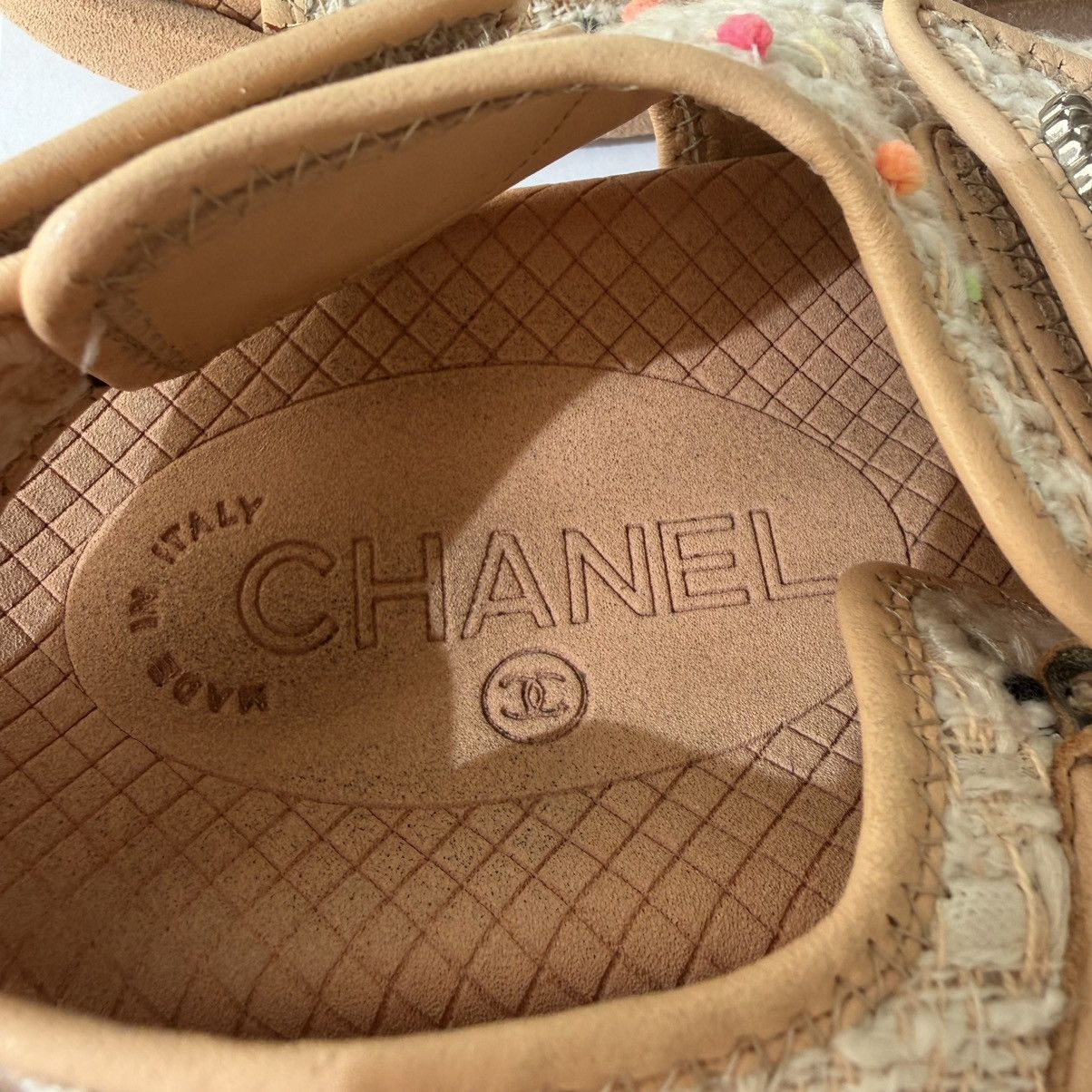 Chanel Authenticity Certificate✅ Chanel Tweed Dad Sandals 💕 Size US 8 / IT 38 - 8 Thumbnail