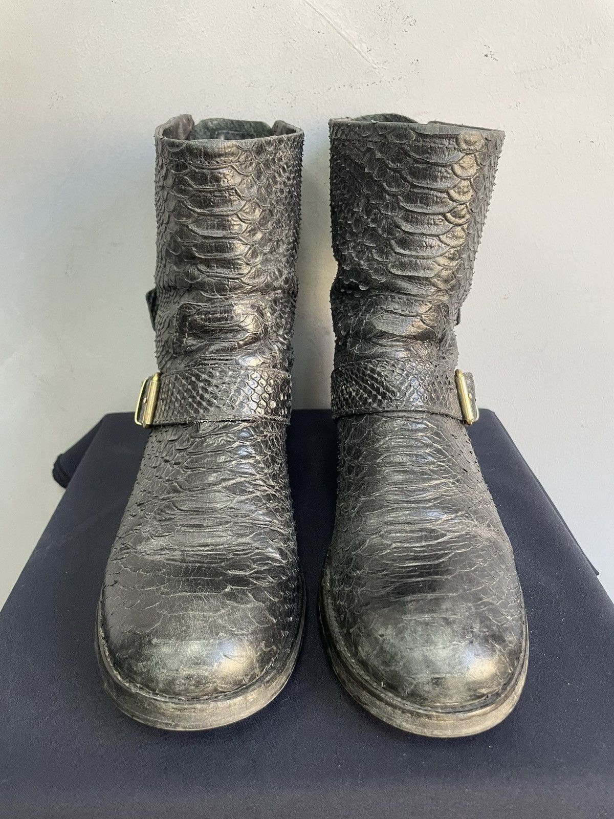 If Six Was Nine Rare studded python leather engineered boots hedi slimane Size US 7.5 / EU 40-41 - 2 Thumbnail