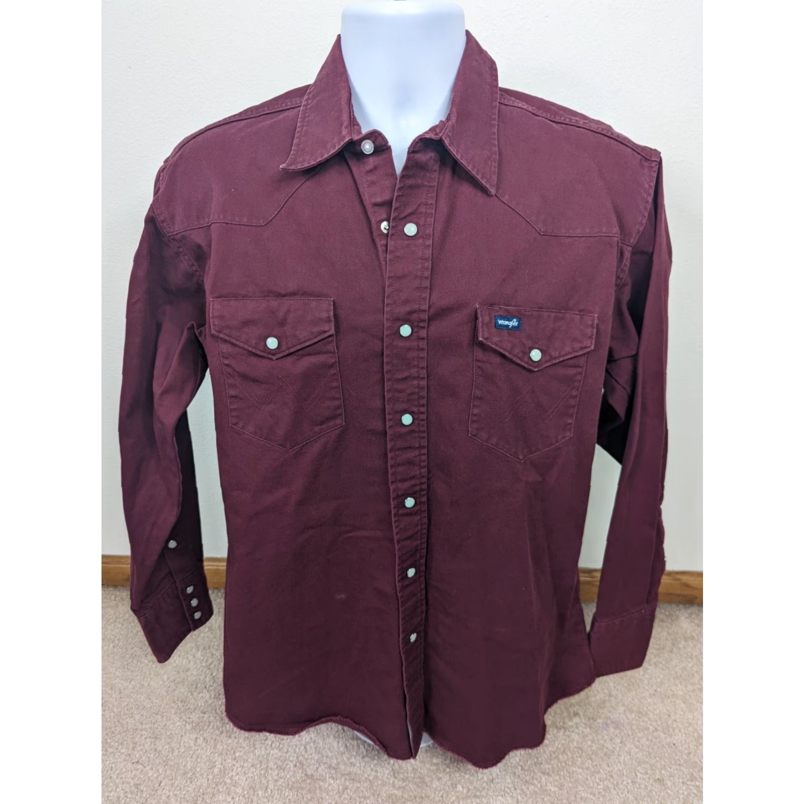 Wrangler VINTAGE Wrangler Western Shirt Canvas Heavy Cotton Red Pearl Snap T2F Mens M Button-Up Casual Size US M / EU 48-50 / 2 - 2 Thumbnail